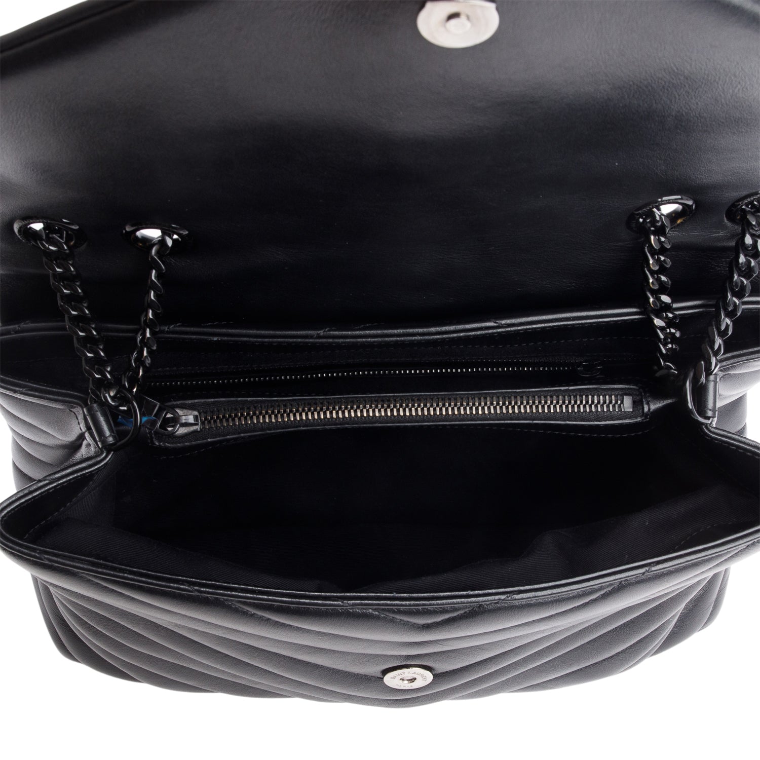 Saint Laurent So Black Quilted Leather Medium Loulou Monogram Shoulder Bag