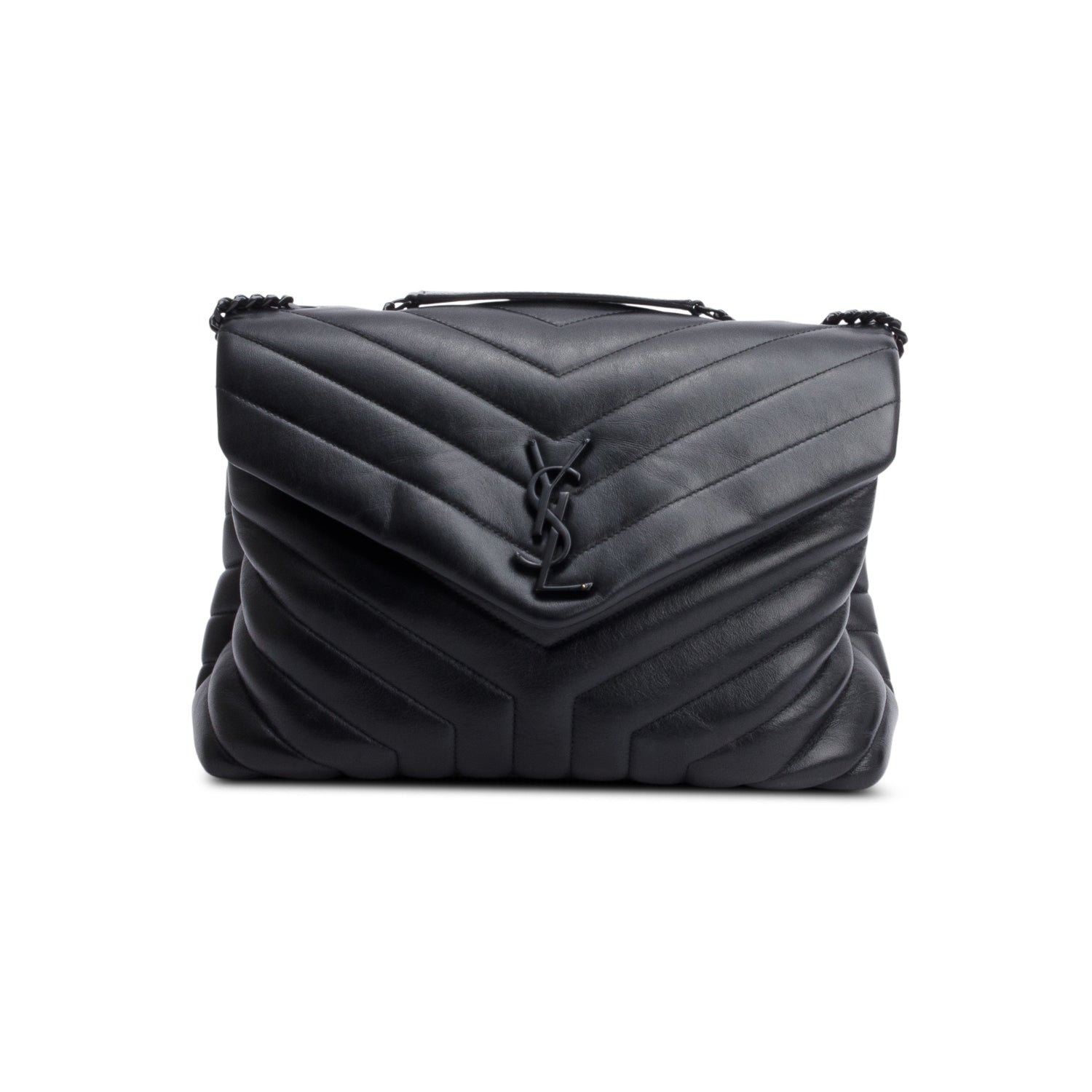 Saint Laurent So Black Quilted Leather Medium Loulou Monogram Shoulder Bag