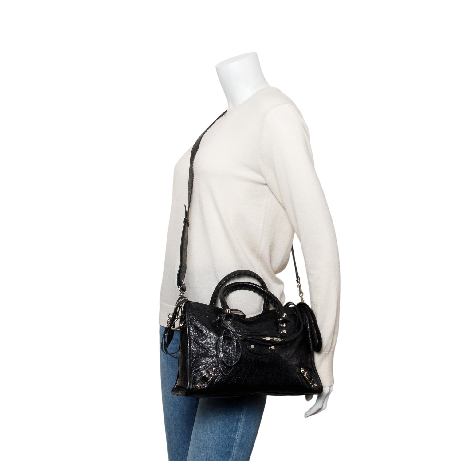 Balenciaga Black Agneau Le City Bag Small w/ Strap