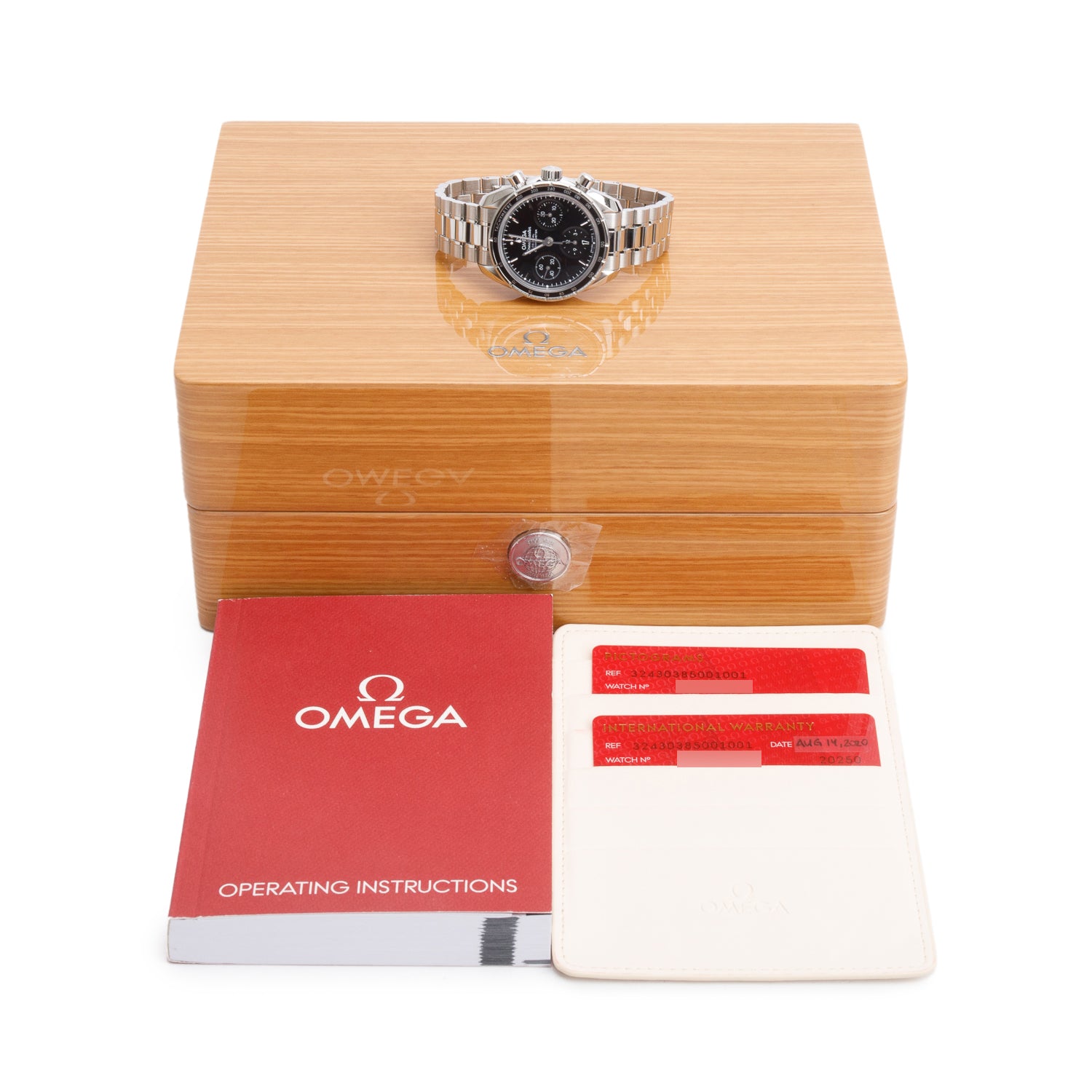 Omega Stainless Steel Speedmaster Co-Axial Chronometer 38 MM Automatic Chronograph Watch w/ Box & Papers