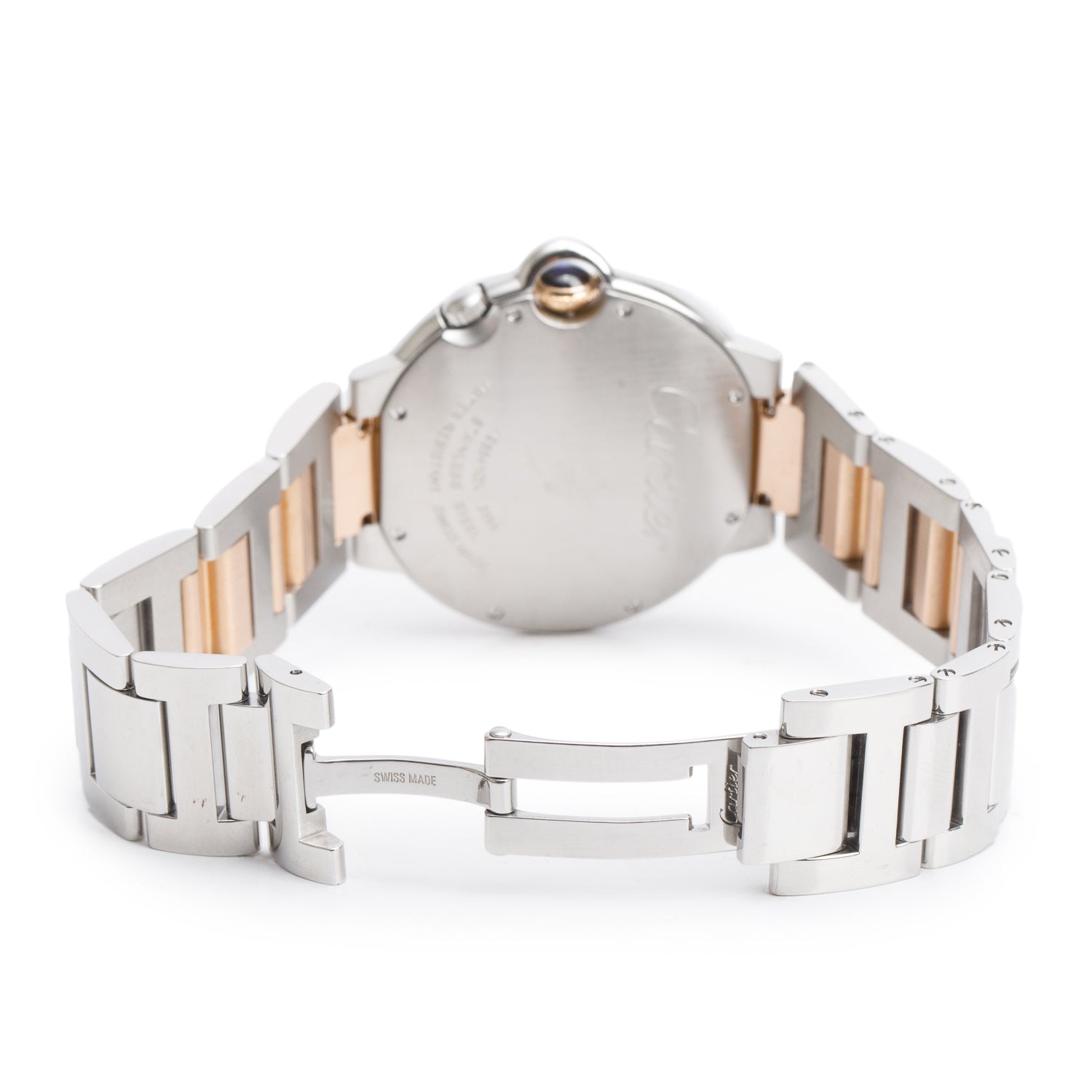 Cartier Stainless Steel & 18k Rose Gold Ballon Bleu de Cartier 42 MM Big Date GMT Quartz Watch 3194 w/ Box & Papers