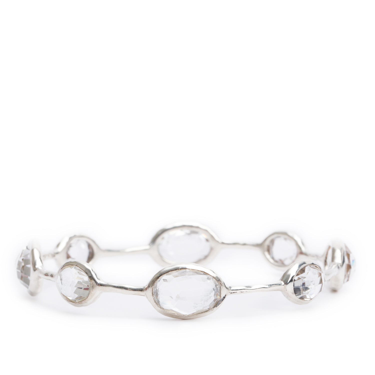 Ippolita Sterling Silver Rock Crystal 8 Stone Bangle Bracelet
