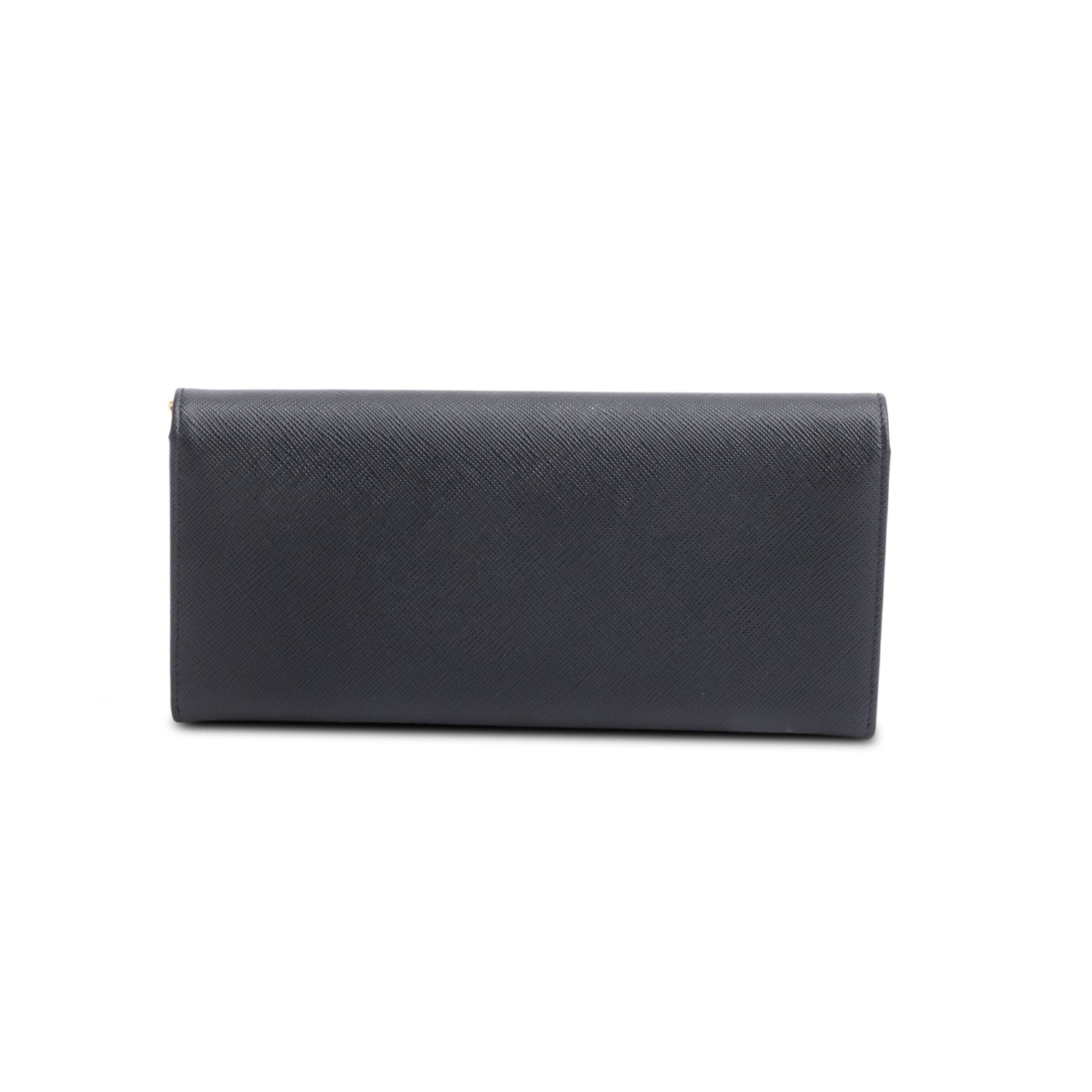 Prada Black Saffiano Metal Continental Wallet on Chain w/ Authenticity Card