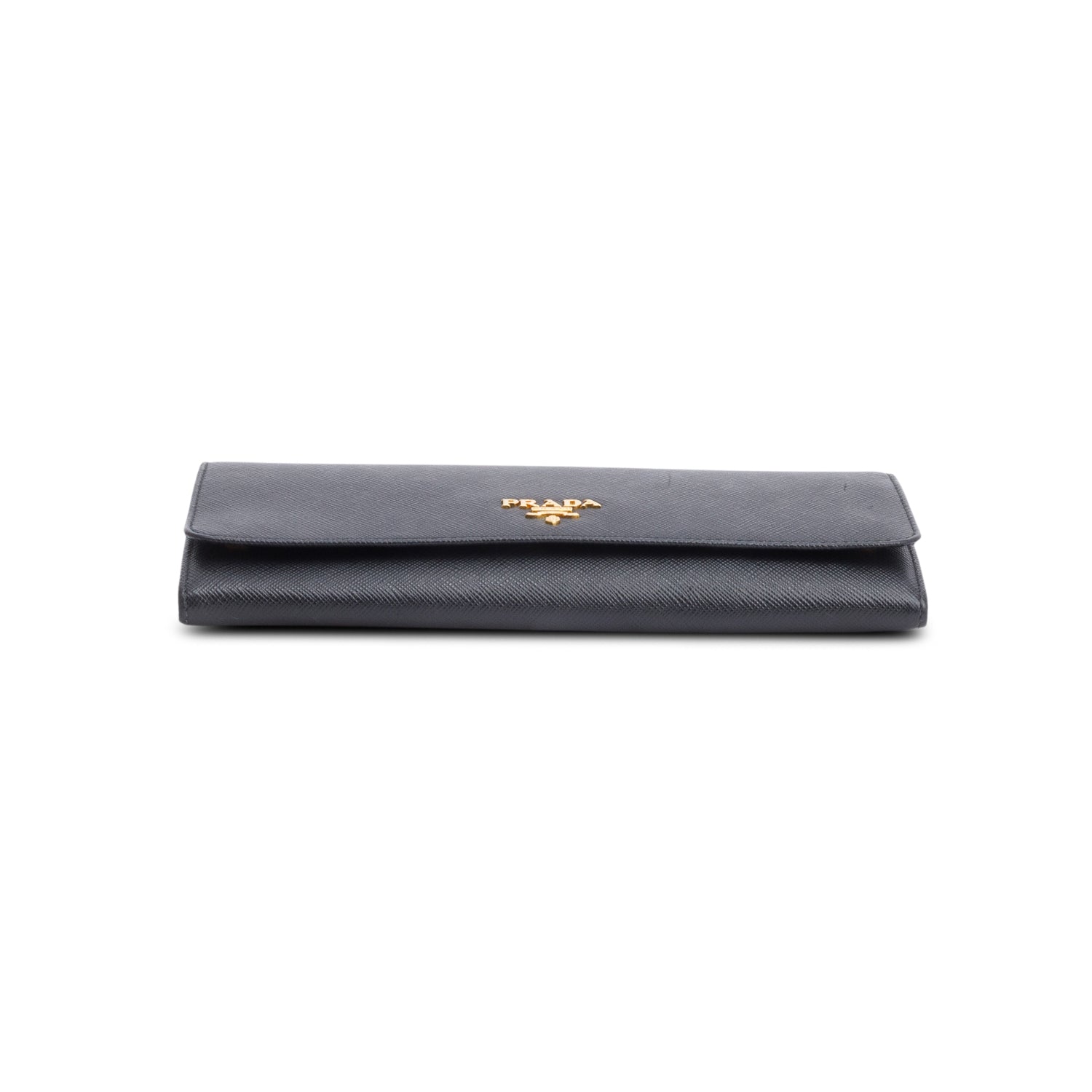 Prada Black Saffiano Metal Continental Wallet on Chain w/ Authenticity Card