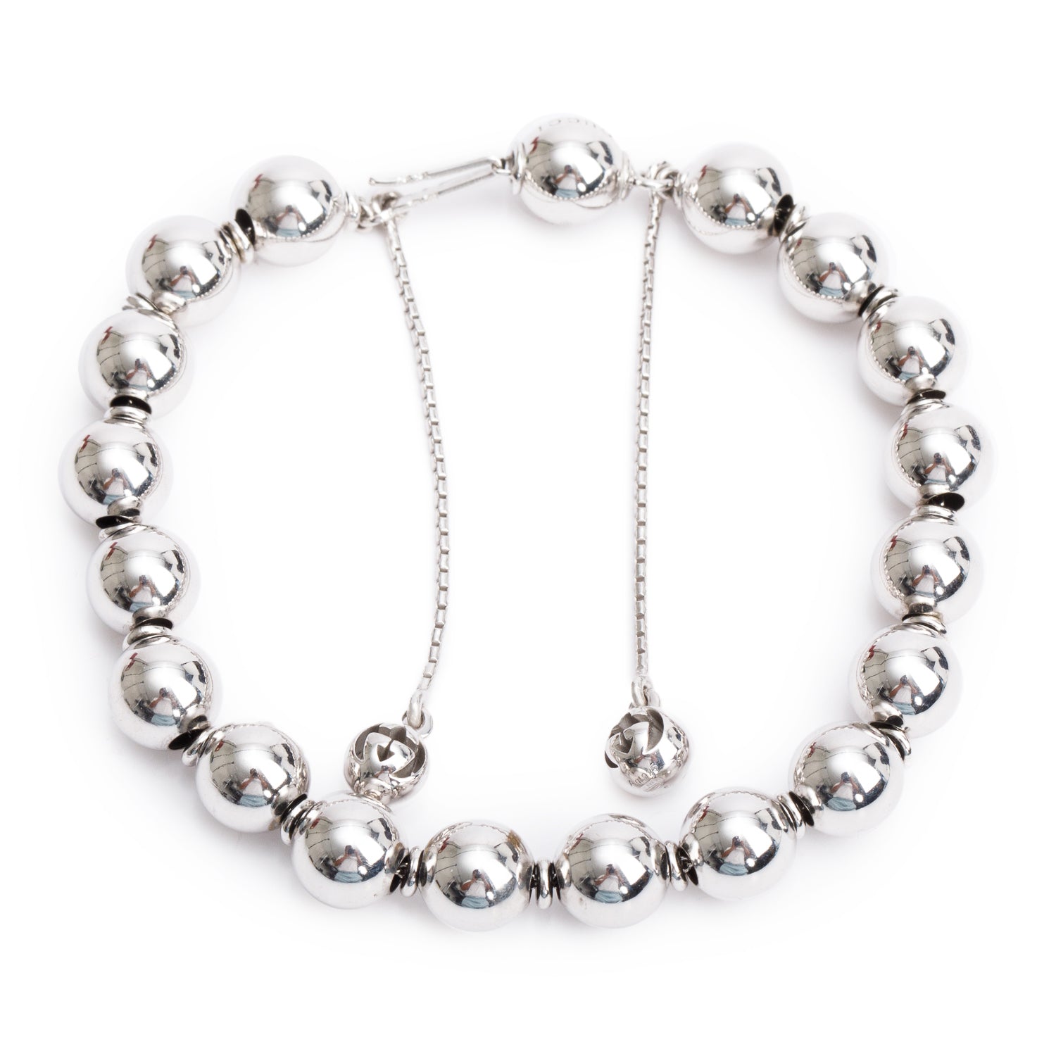 Gucci Sterling Silver Boule Britt Bead Bracelet w/ Box