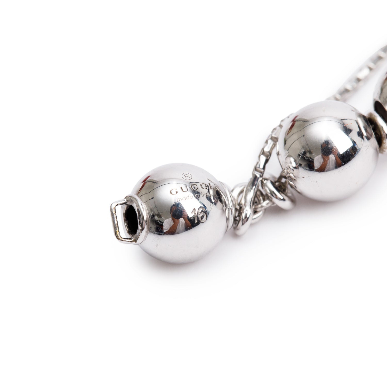 Gucci Sterling Silver Boule Britt Bead Bracelet w/ Box