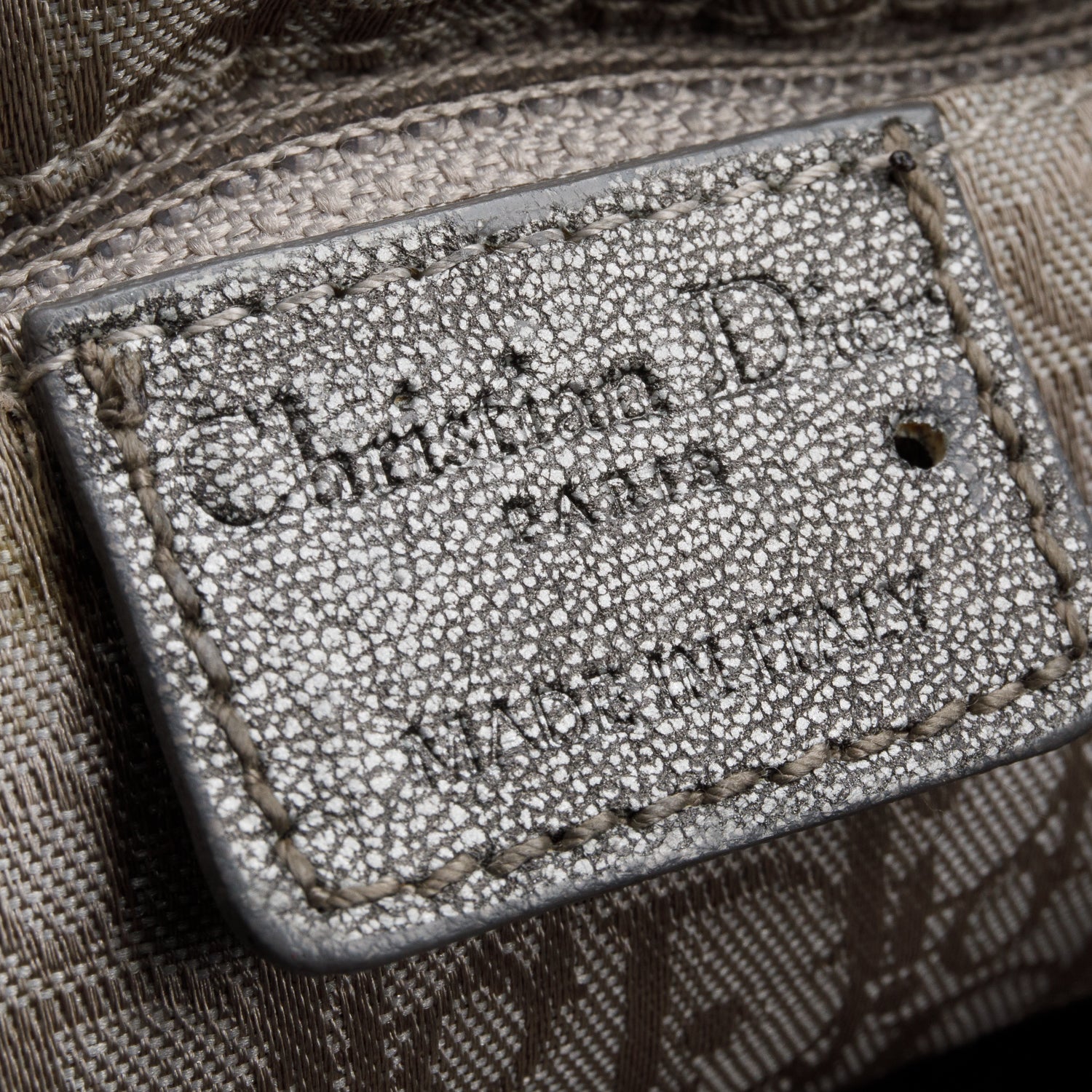 Christian Dior Silver Cannage Quilted Leather Drawstring Tote Bag