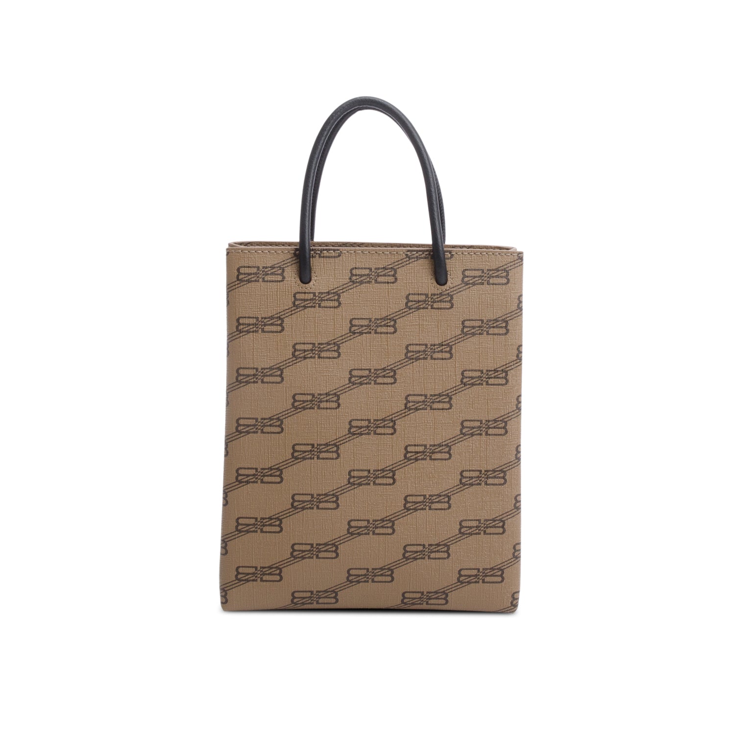 Balenciaga Brown Coated Canvas BB Monogram Print Tote Bag w/ Strap