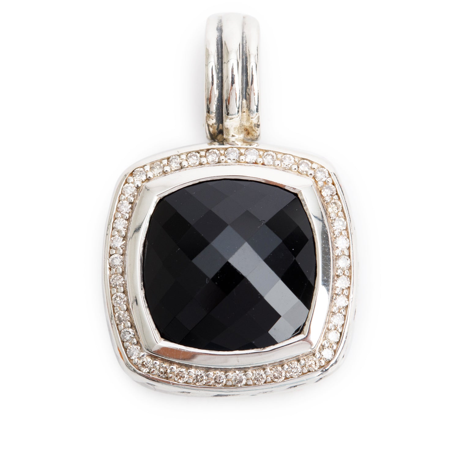 David Yurman Sterling Silver Onyx & Diamond Albion Pendant, 11 MM