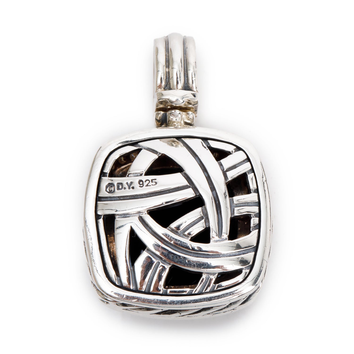 David Yurman Sterling Silver Onyx & Diamond Albion Pendant, 11 MM