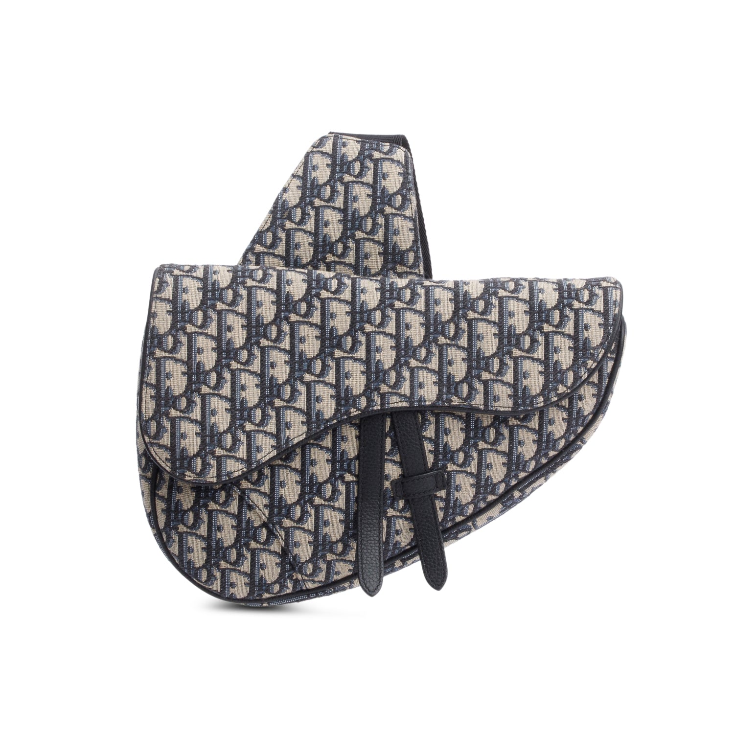 Christian Dior 2022 Navy Oblique Canvas Jacquard Saddle Bag w/ Box