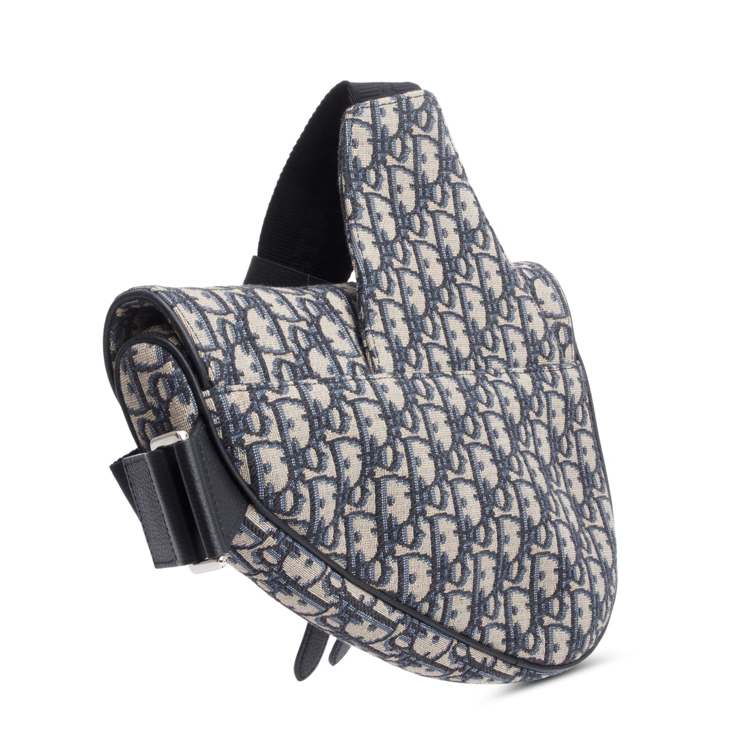 Christian Dior 2022 Navy Oblique Canvas Jacquard Saddle Bag w/ Box
