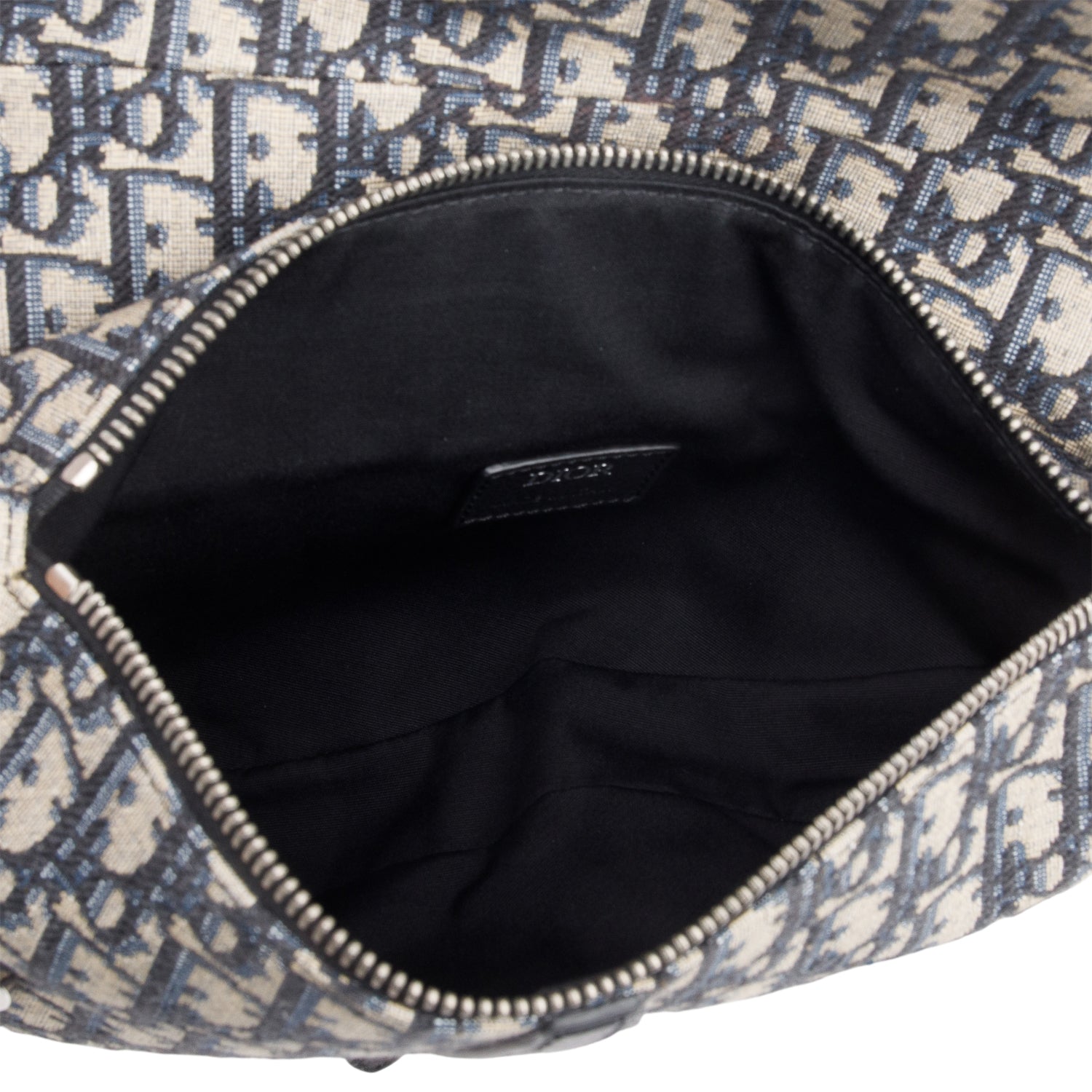 Christian Dior 2022 Navy Oblique Canvas Jacquard Saddle Bag w/ Box