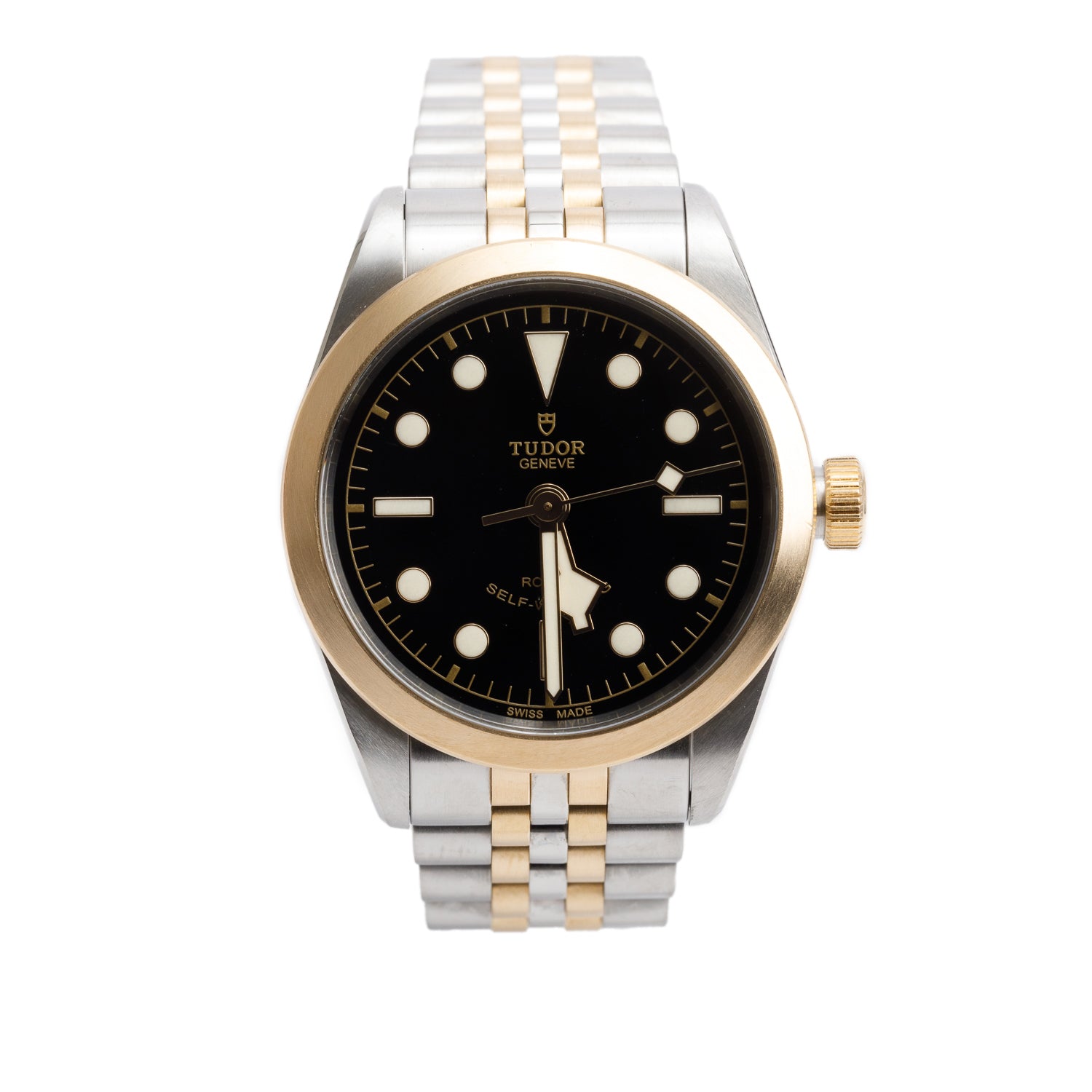 Tudor Stainless Steel & 18k Yellow Gold Black Bay 36 MM Automatic Watch Black Dial 79503 w/ Box & Papers