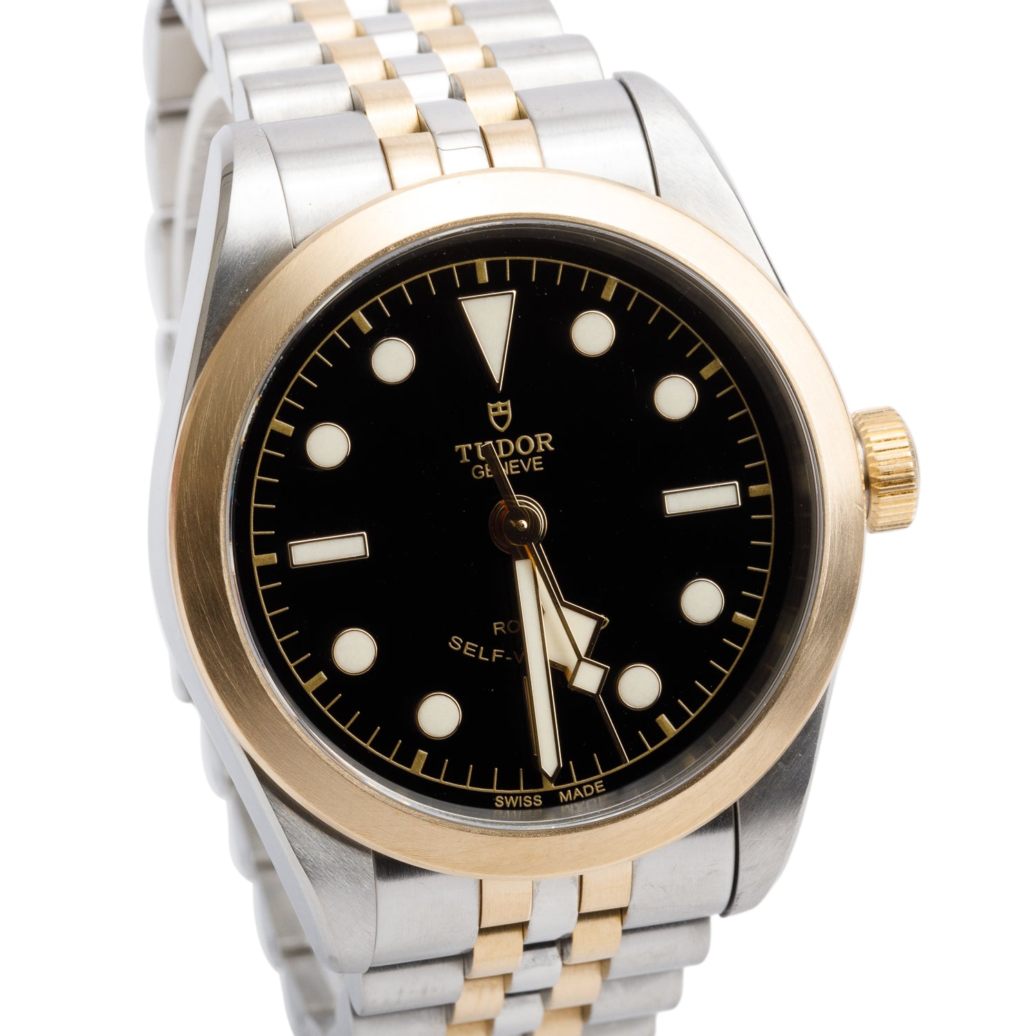 Tudor Stainless Steel & 18k Yellow Gold Black Bay 36 MM Automatic Watch Black Dial 79503 w/ Box & Papers
