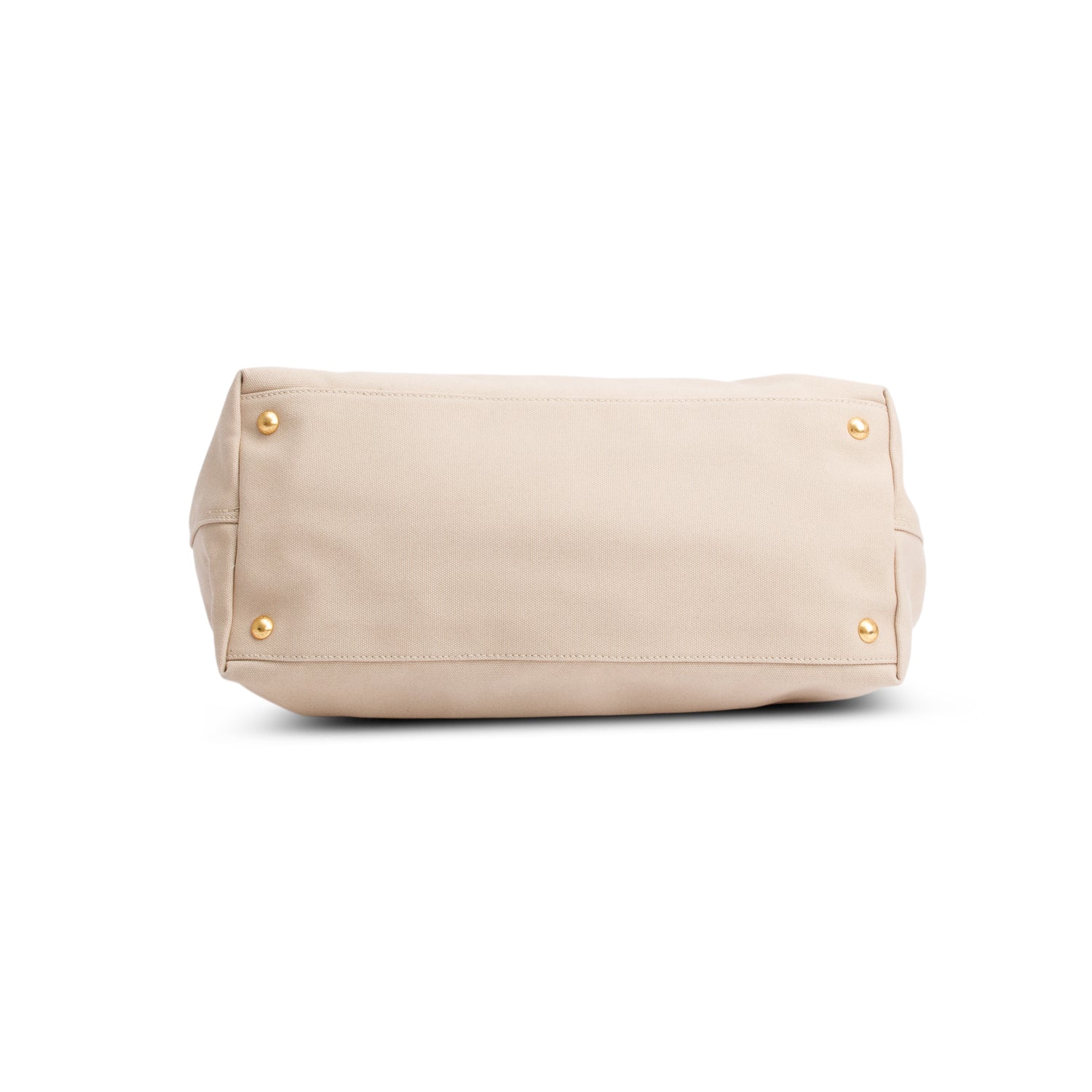 Prada Neutral Canvas Red Leather Trim Frame Tote