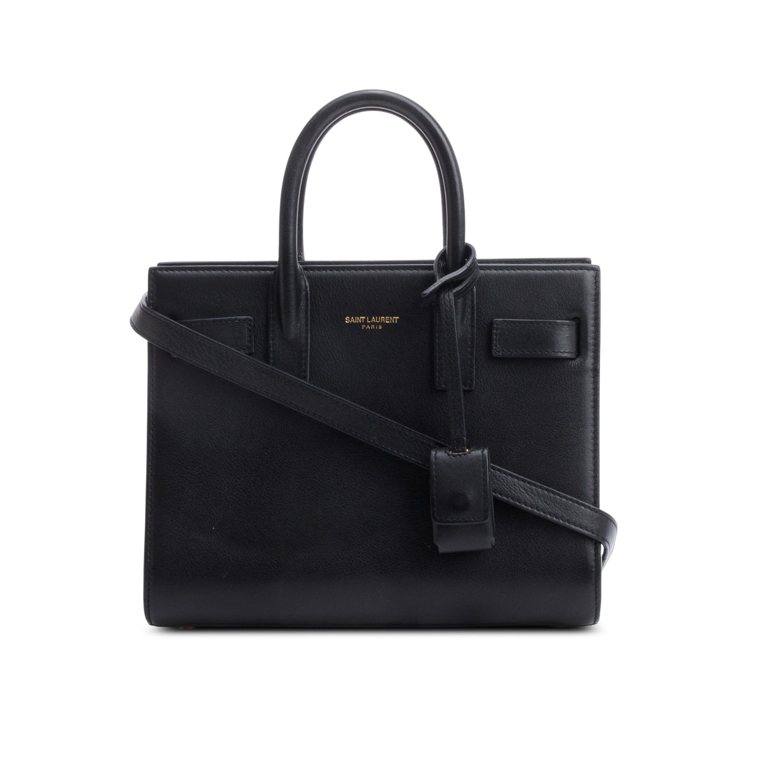 Saint Laurent Black Calfskin Leather Nano Sac De Jour w/ Strap