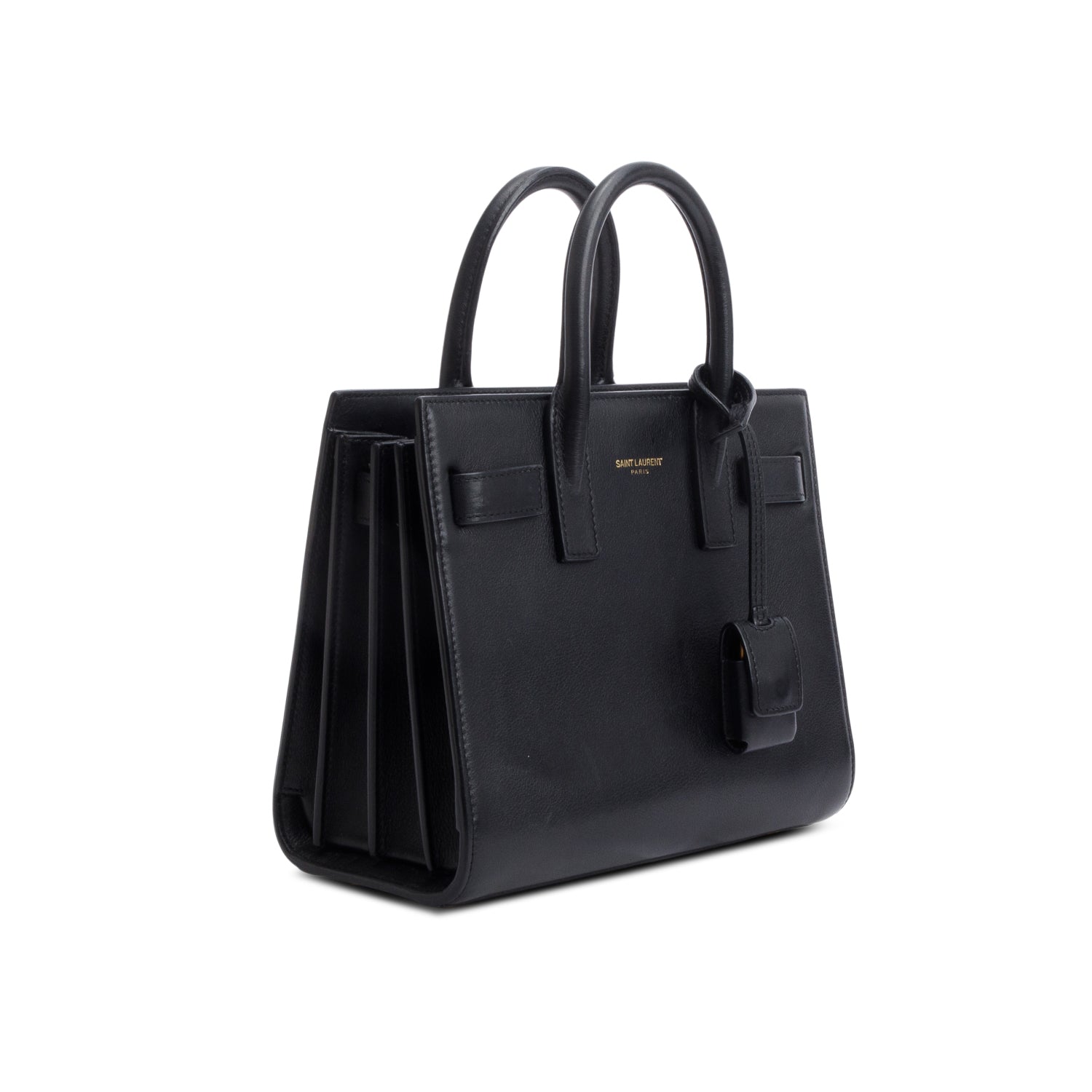 Saint Laurent Black Calfskin Leather Nano Sac De Jour w/ Strap