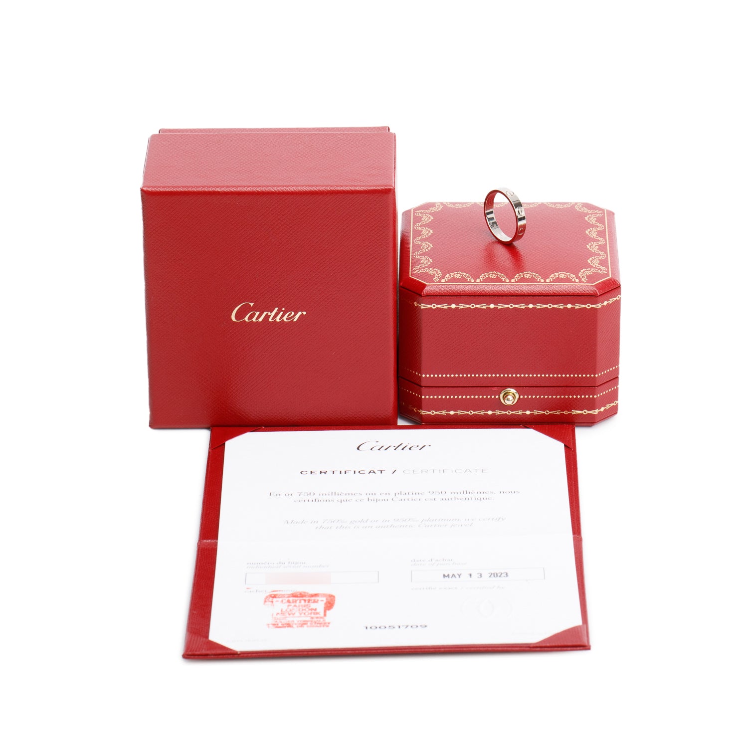 Cartier 2023 18k White Gold 3.6 MM Love Wedding Band Ring, Size 53 6.5 w/ Box & Certificate