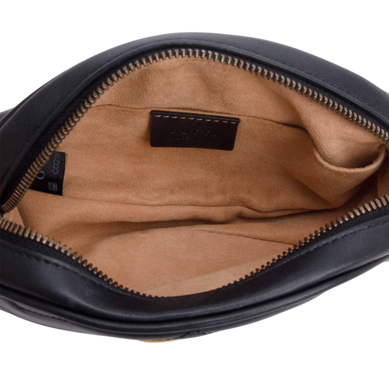 Gucci Black GG Marmont Matelasse Leather Belt Bag, Size 75