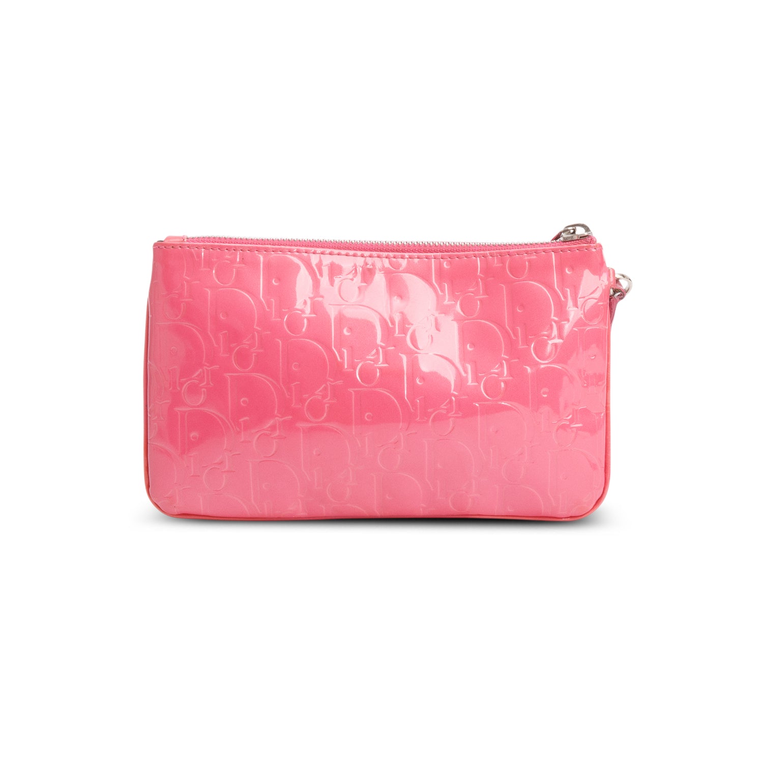 Christian Dior Pink Patent Leather Diorissimo Oblique Wristlet w/ Original Receipt