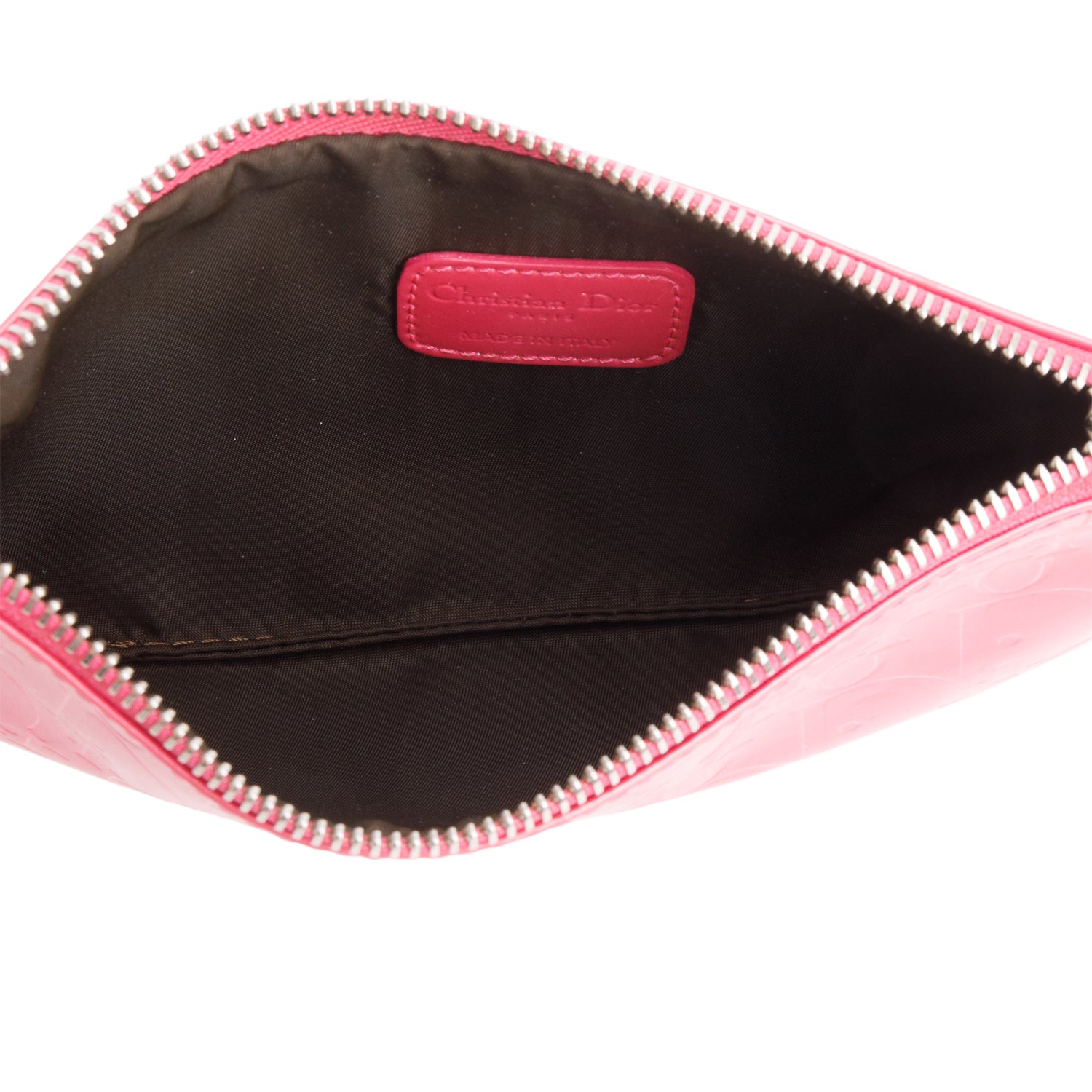 Christian Dior Pink Patent Leather Diorissimo Oblique Wristlet w/ Original Receipt