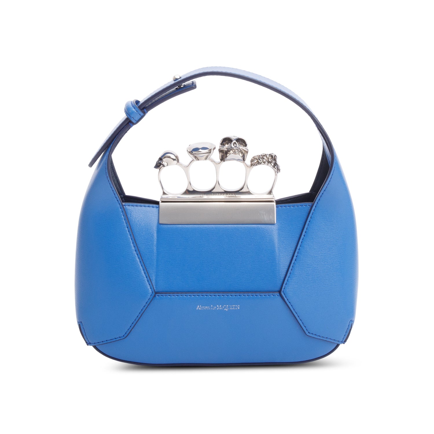 Alexander McQueen Blue Leather The Jewelled Mini Hobo Bag w/ Strap