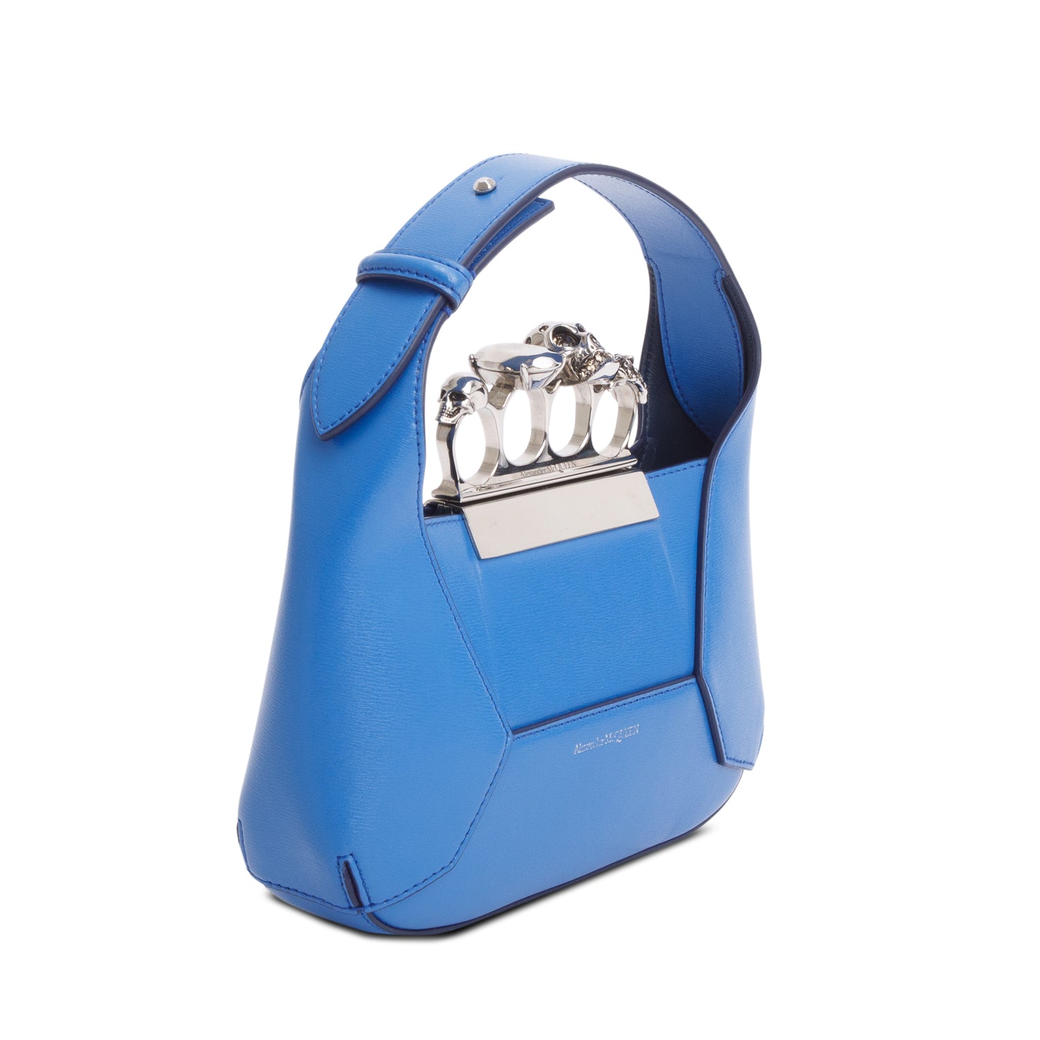 Alexander McQueen Blue Leather The Jewelled Mini Hobo Bag w/ Strap