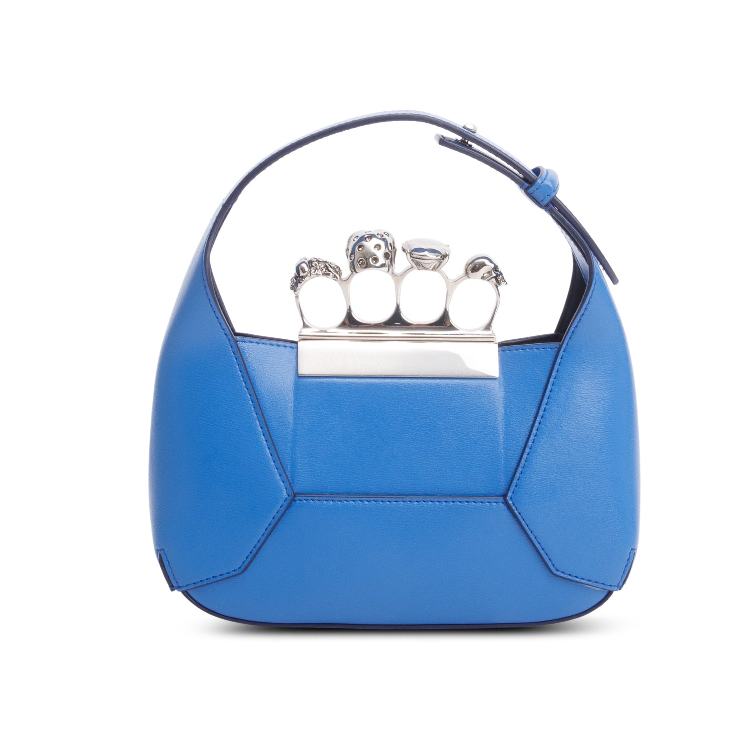 Alexander McQueen Blue Leather The Jewelled Mini Hobo Bag w/ Strap
