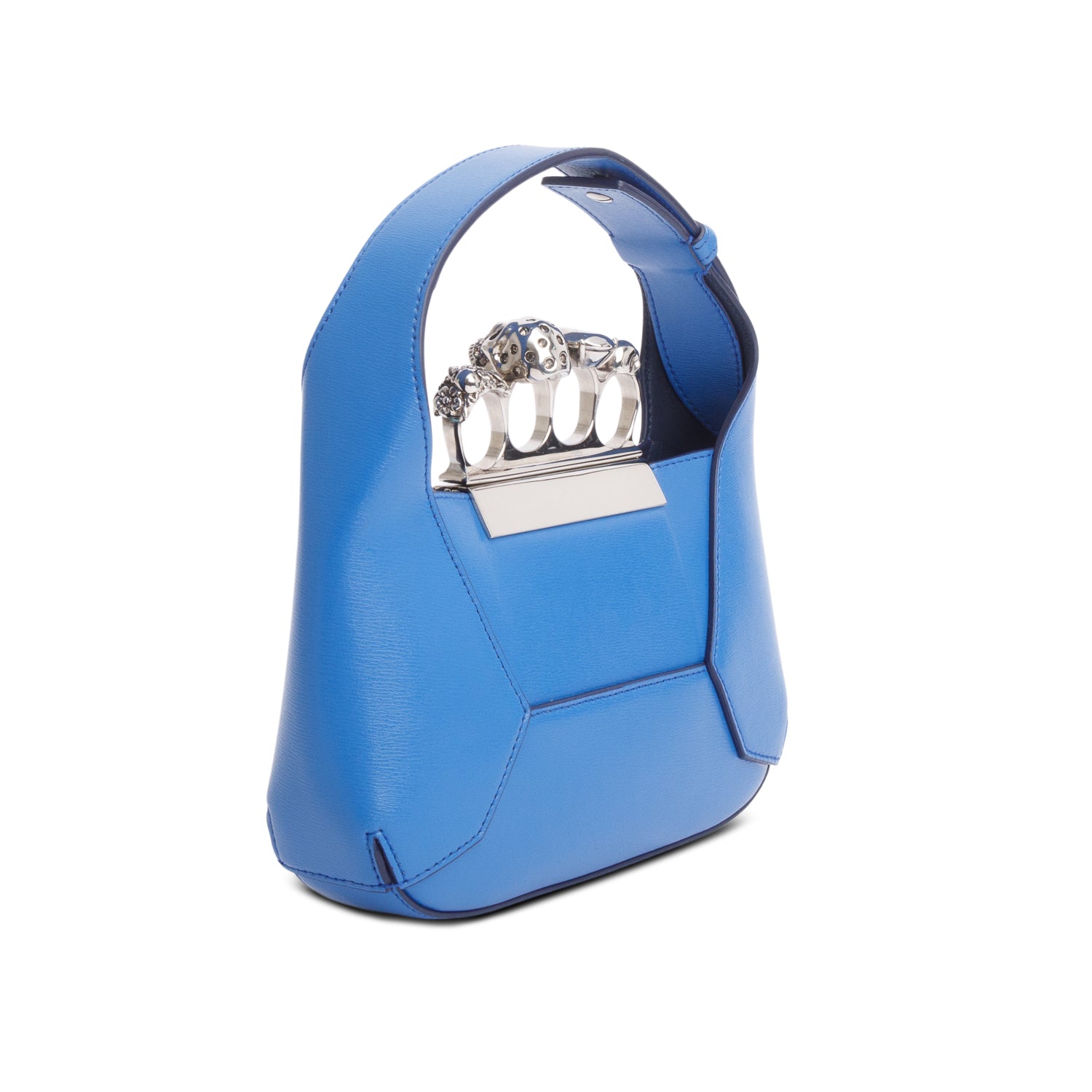 Alexander McQueen Blue Leather The Jewelled Mini Hobo Bag w/ Strap