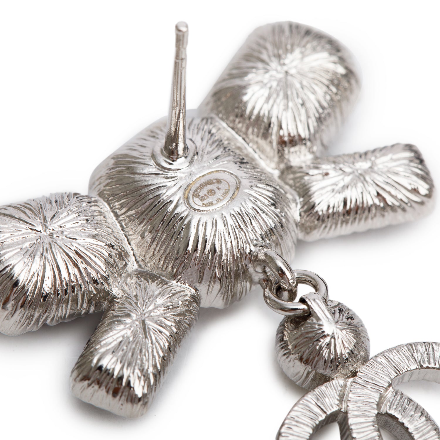 Chanel 2023 Palladium-Plated Faux Pearl & Strass CC Bow Drop Earrings w/ Box