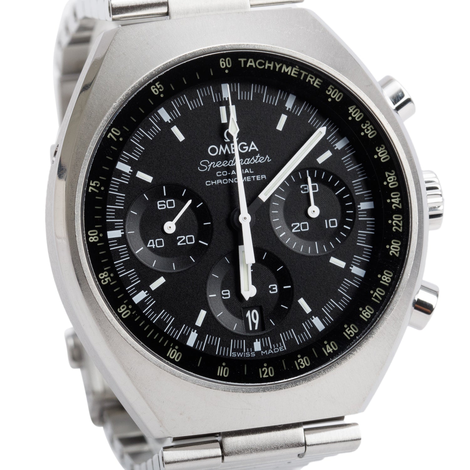 Omega Stainless Steel Speedmaster Mark II 42.4 MM Co-Axial Chronometer Automatic Watch Black Dial w/ Box & Papers