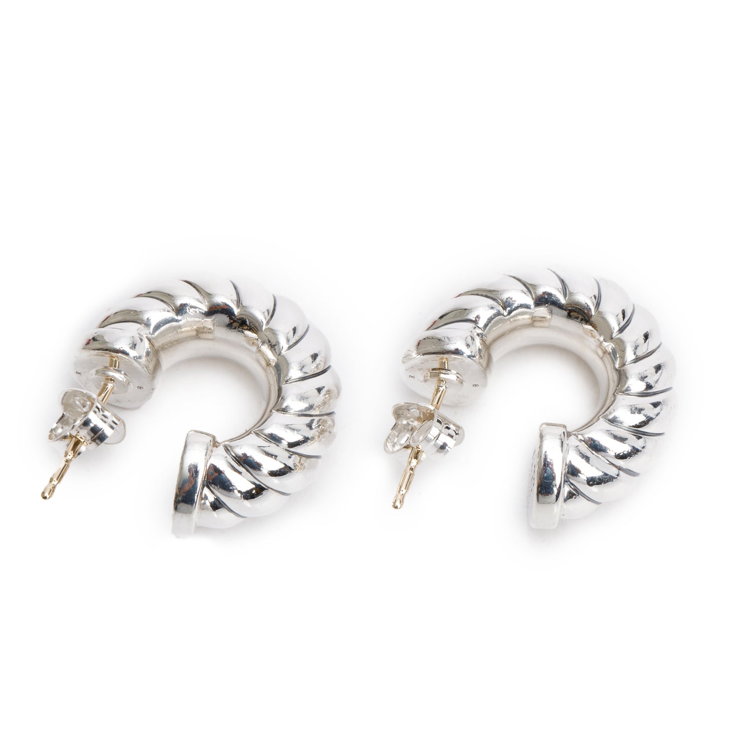 David Yurman Sterling Silver Sculpted Cable Shrimp Earrings