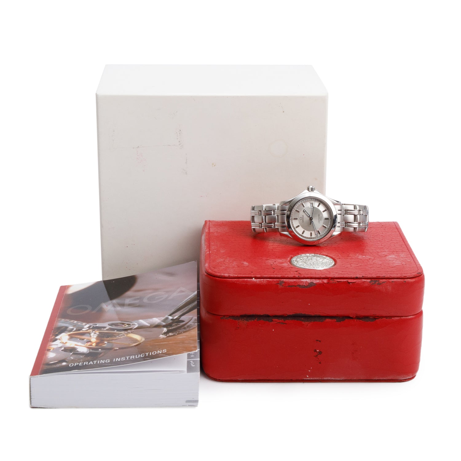 Omega Stainless Steel Seamaster 120M 36.25 MM Quartz Watch Silver Dial w/ Box