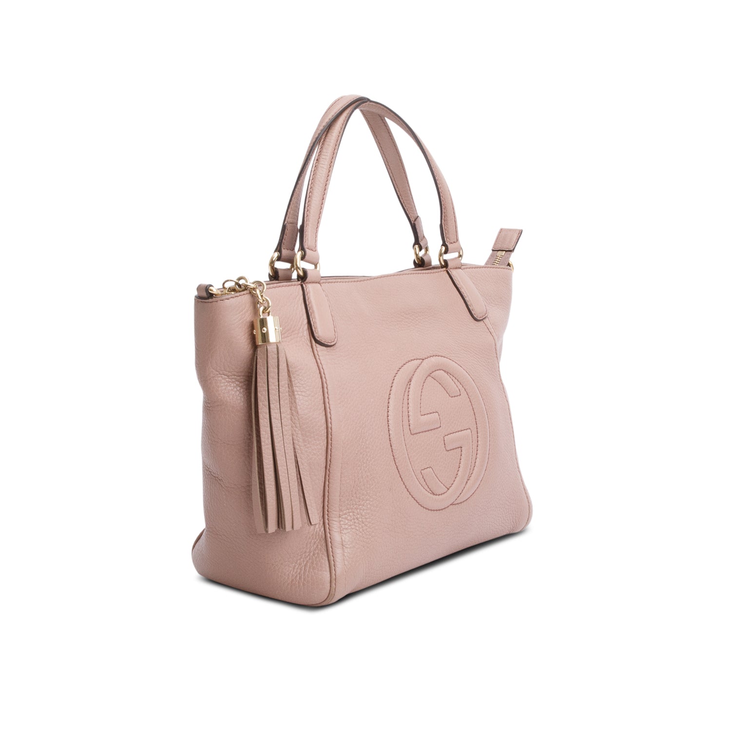 Gucci Pink Calfksin Leather Small Soho Cellarius Tote w/ Strap