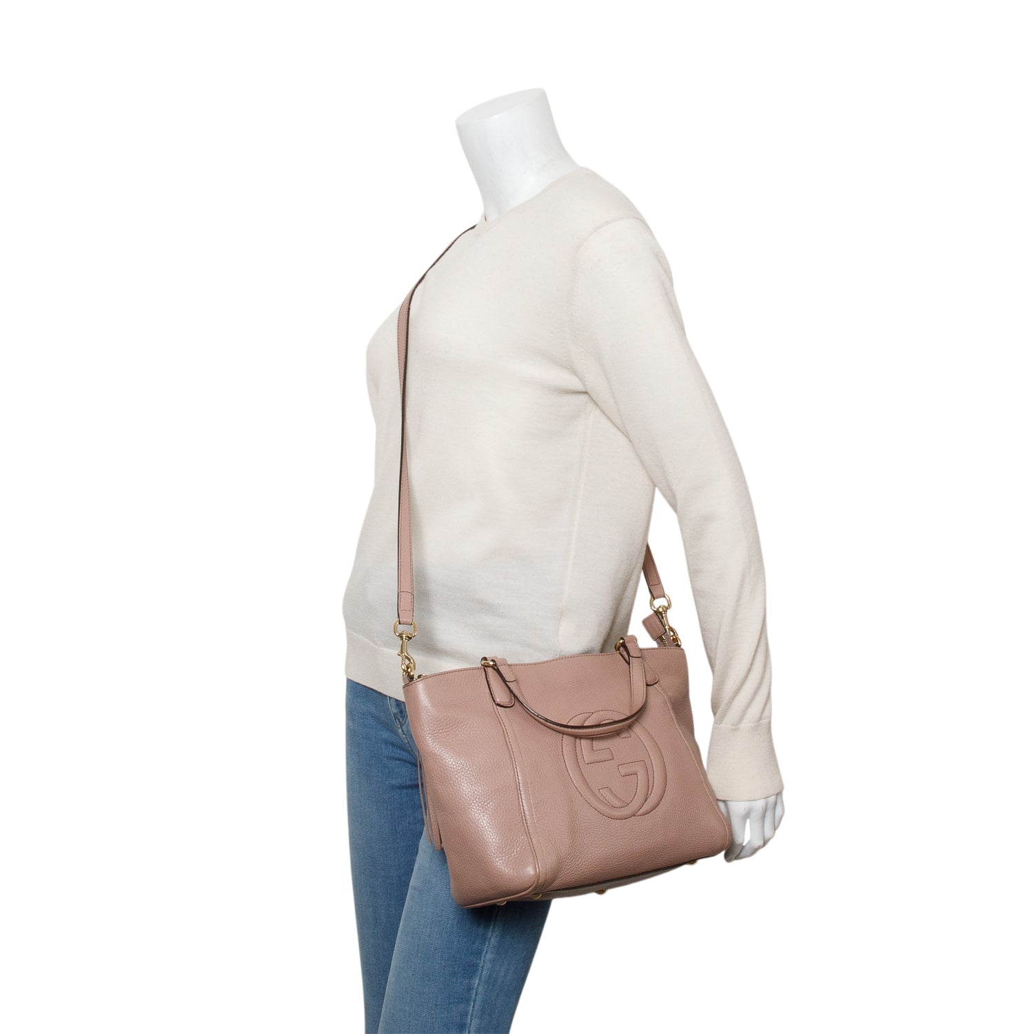 Gucci Pink Calfksin Leather Small Soho Cellarius Tote w/ Strap