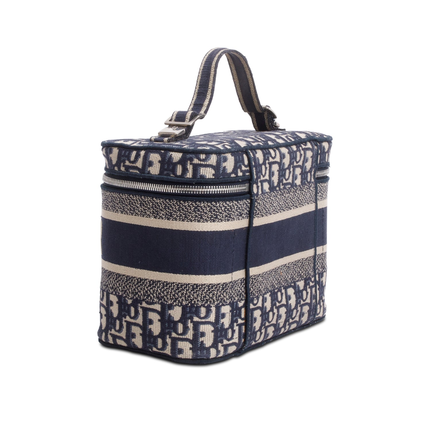 Christian Dior 2020 Navy Oblique Embroidered DiorTravel Vanity Case w/ Authenticity Card