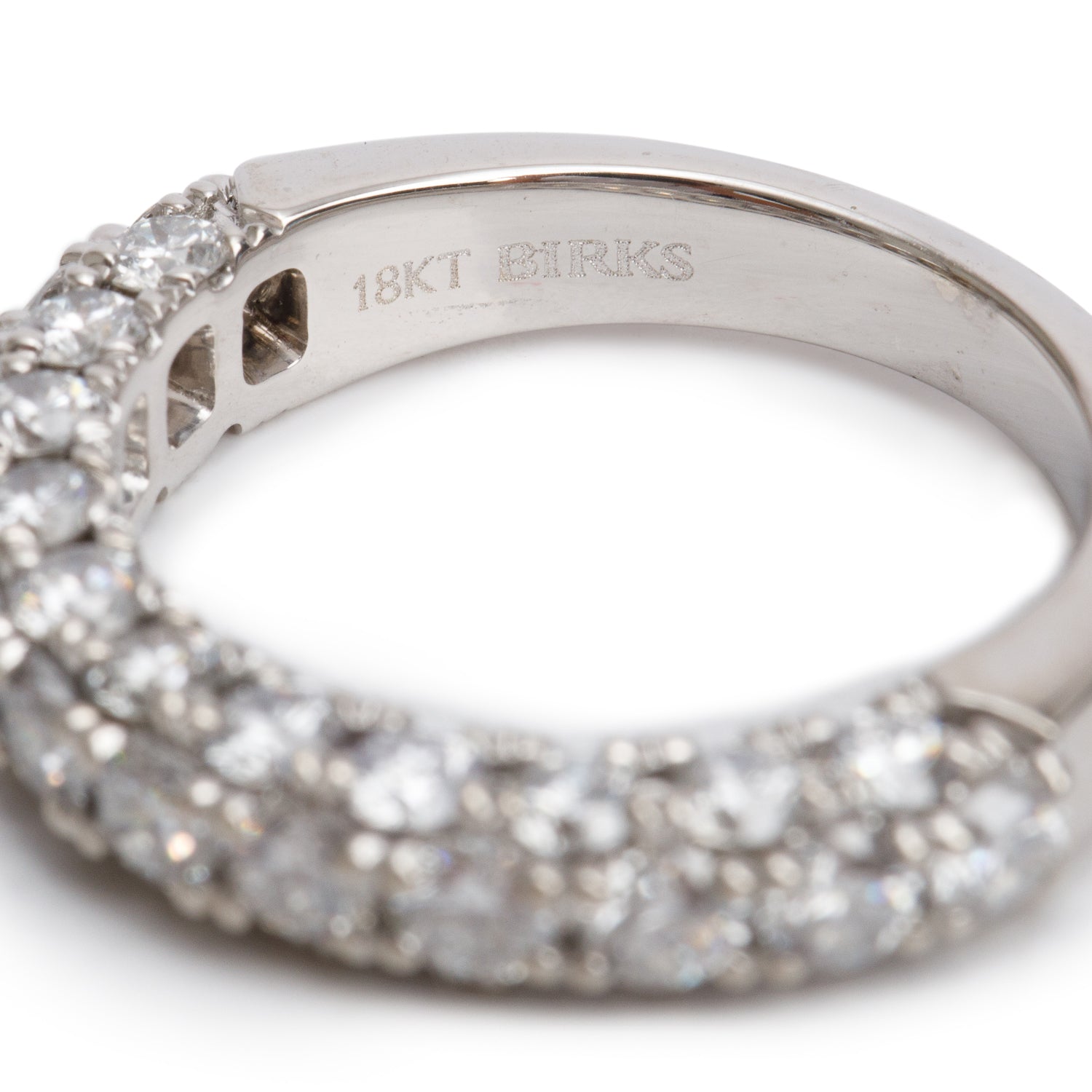 Birks 18k White Gold 2.00 tcw. Diamond Band, Size 5.5 w/ Box