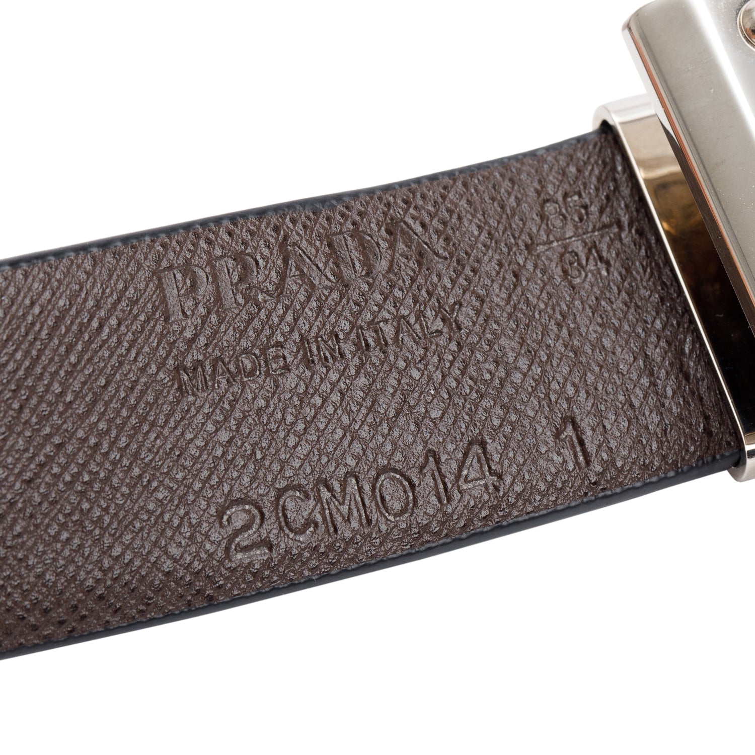 Prada Black/Brown Leather Rectangle Buckle Reversible Belt 85 34 w/ Box