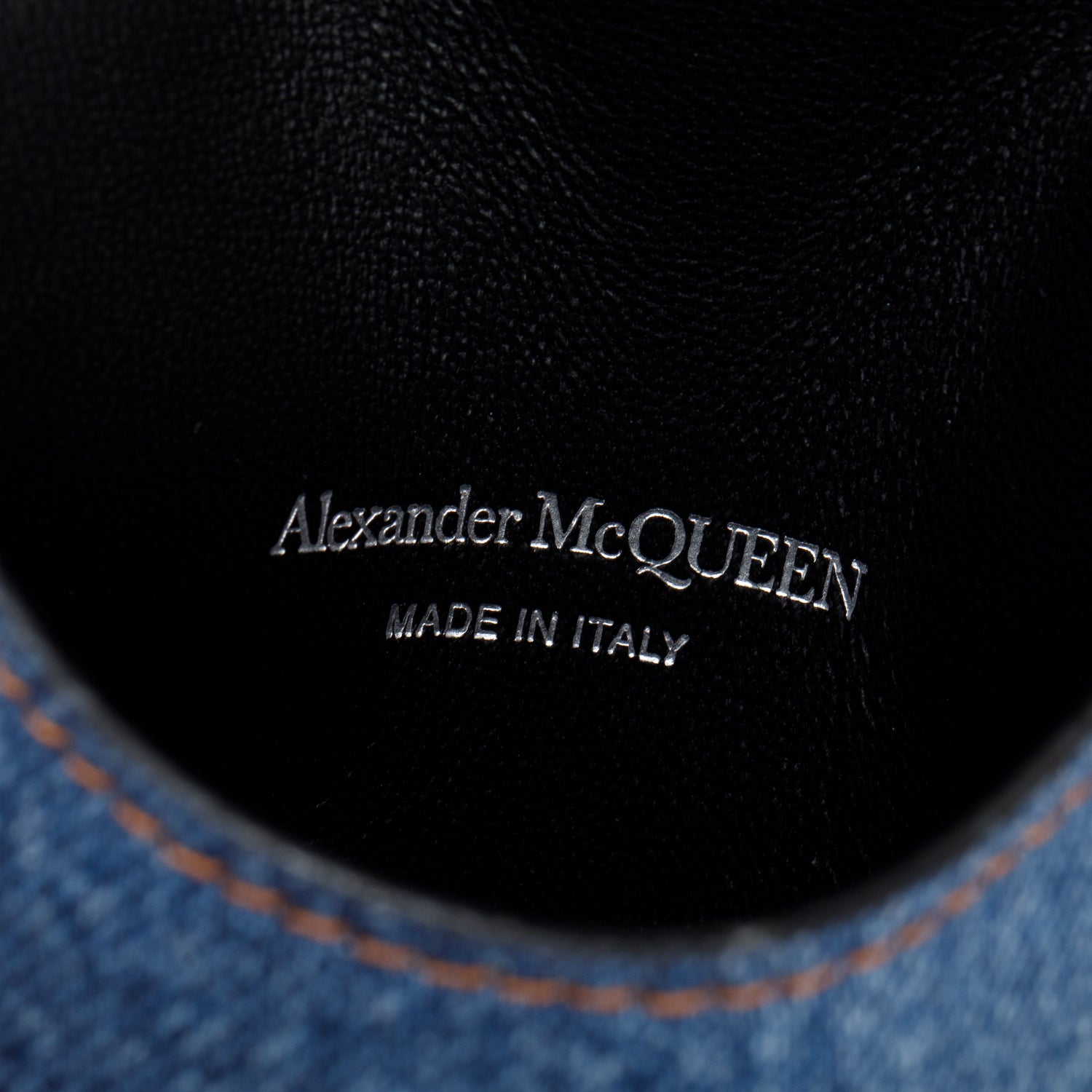 Alexander McQueen Denim Curve Micro Crossbody Phone Bag