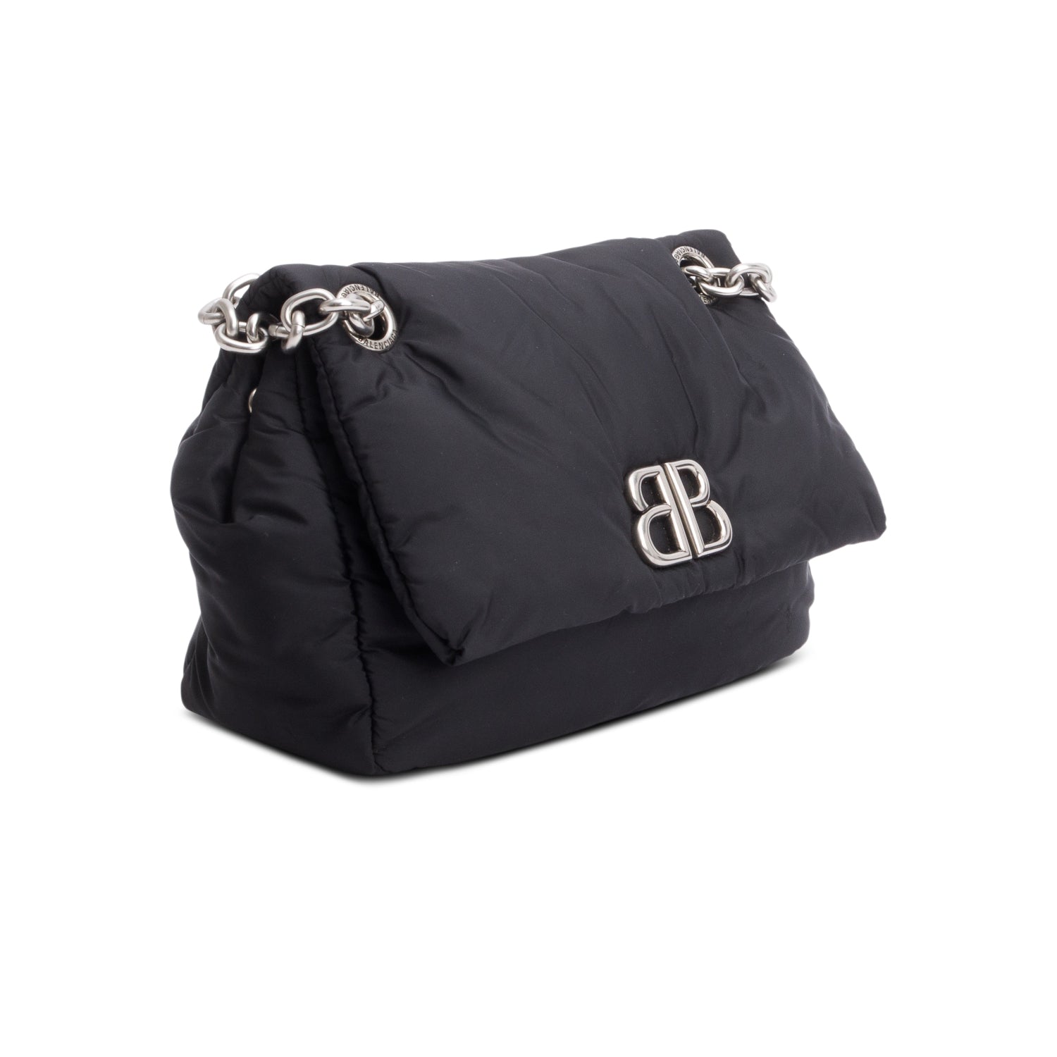 Balenciaga Black Nylon Mini Monaco BB Shoulder Bag