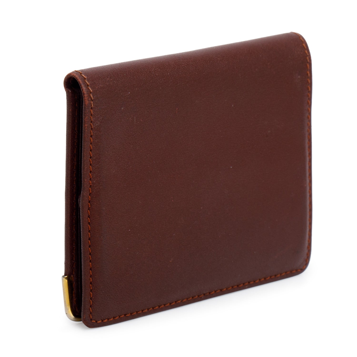 Cartier Burgundy Calfskin Leather C De Cartier Compact Mirror Card Case w/ Box