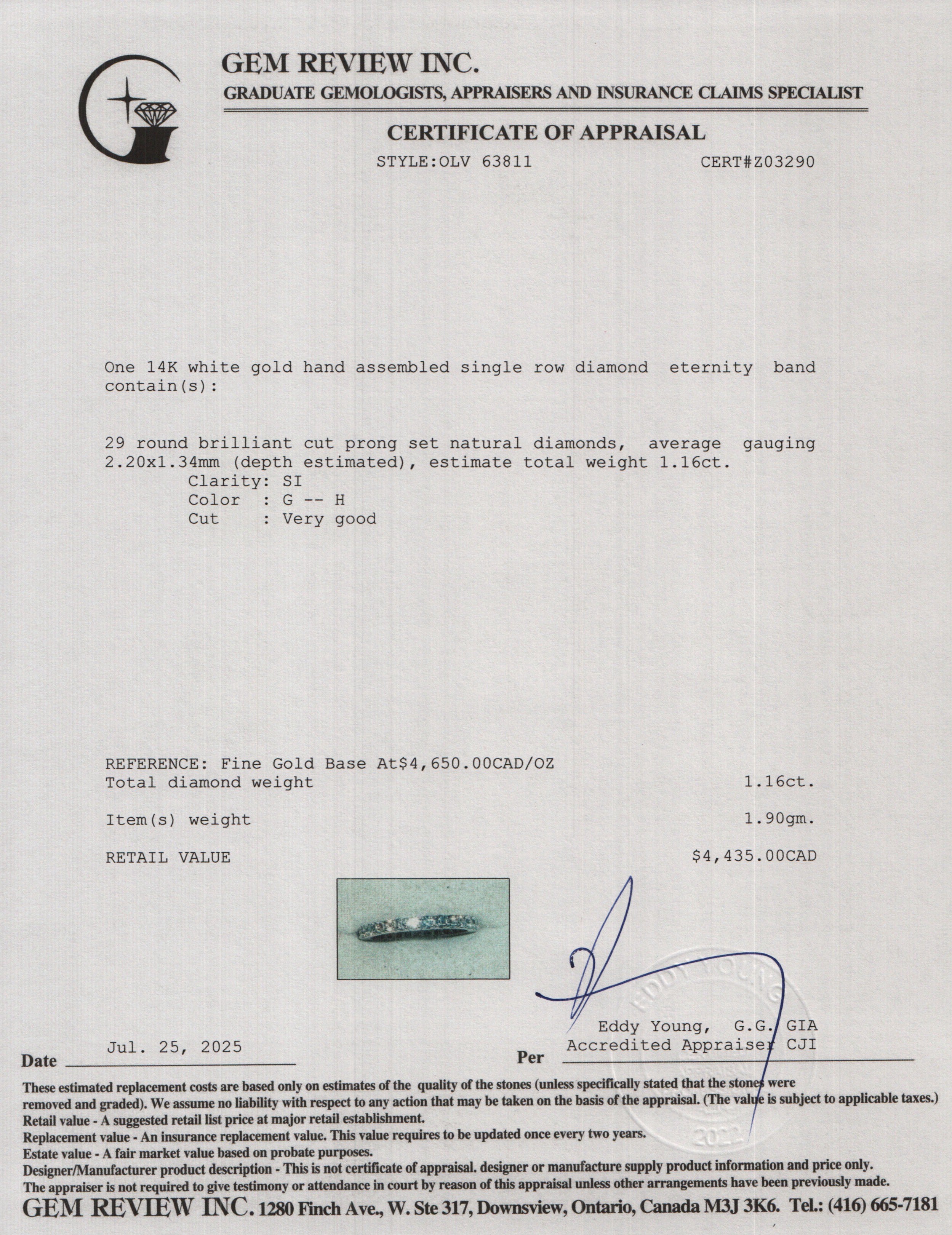 14k White Gold 1.16 tcw. Diamond Eternity Band Ring, Size 7