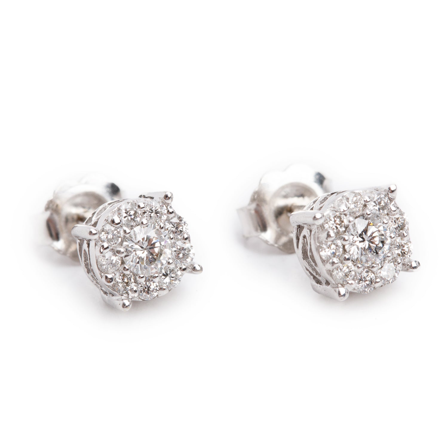 Effy 14k White Gold Diamond Cluster Stud Earrings