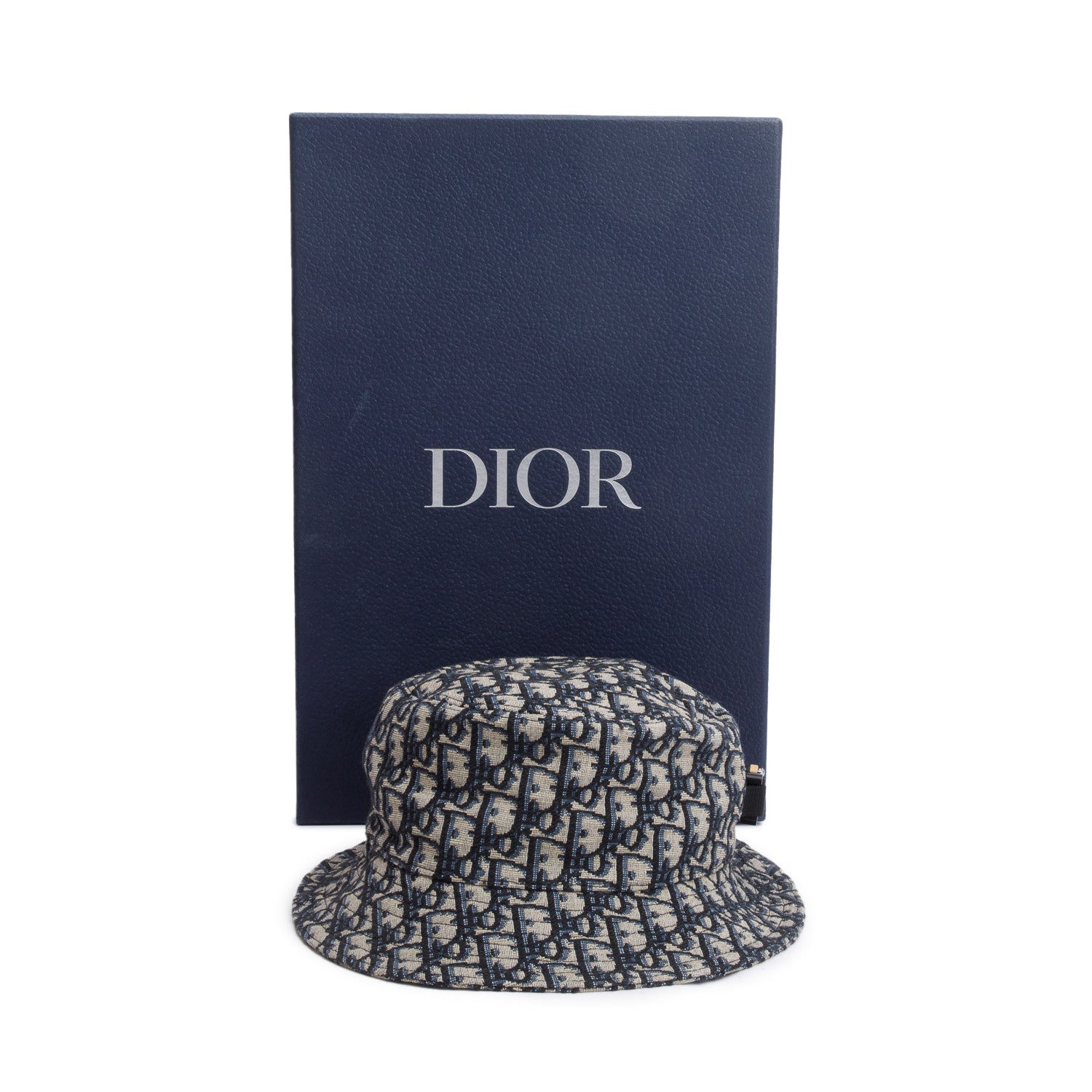 Christian Dior Navy Oblique Buckle Bucket Hat, Size M w/ Box