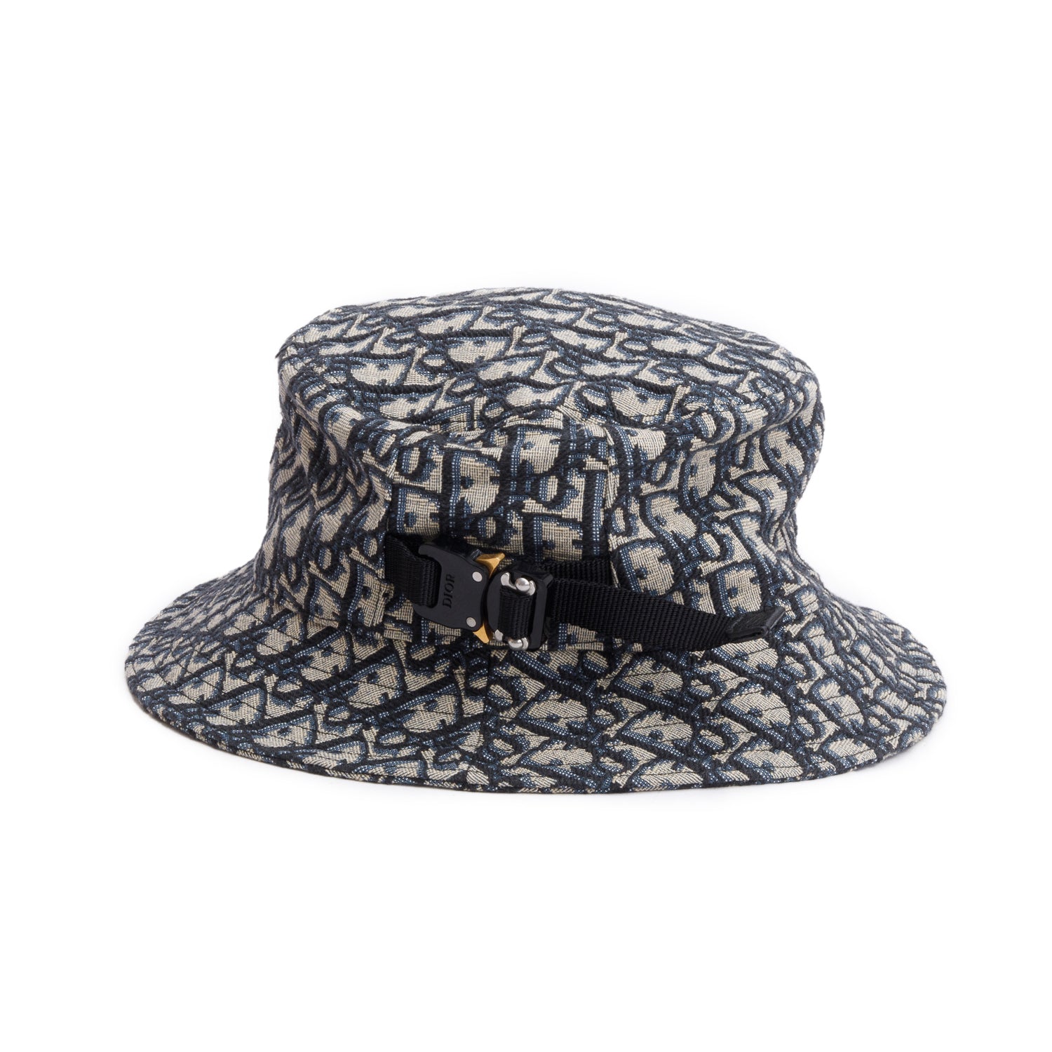Christian Dior Navy Oblique Buckle Bucket Hat, Size M w/ Box