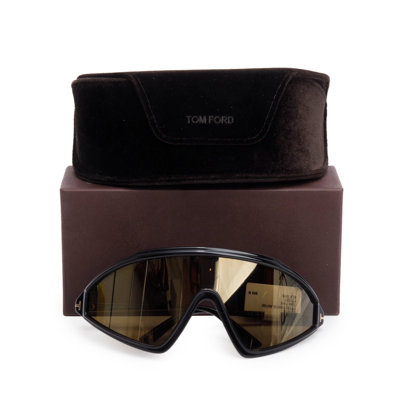 Tom Ford TF1121 Black Acetate Lorna Shield Sunglasses w/ Box & Case