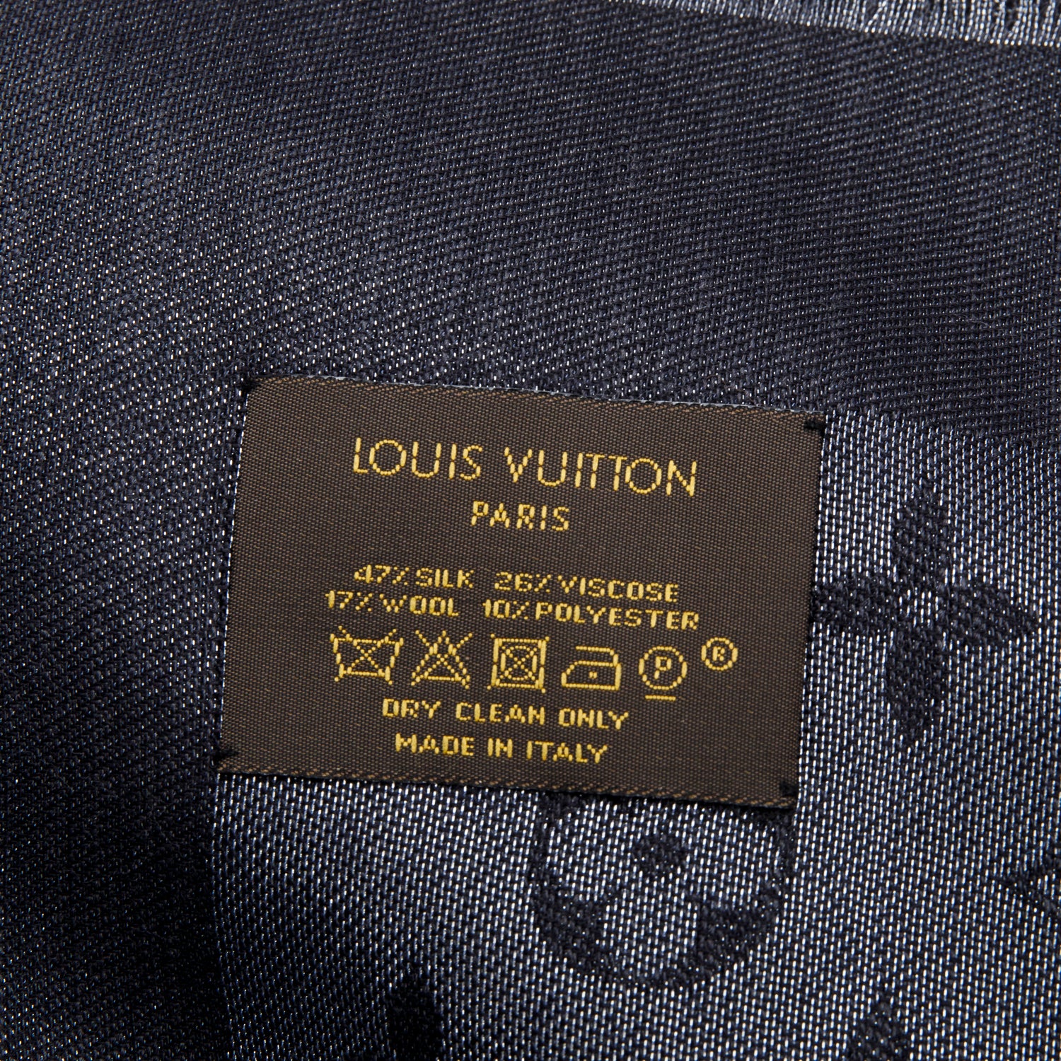 Louis Vuitton Black/Grey Monogram Silk/Wool My Daily Denim Shawl Scarf w/ Box