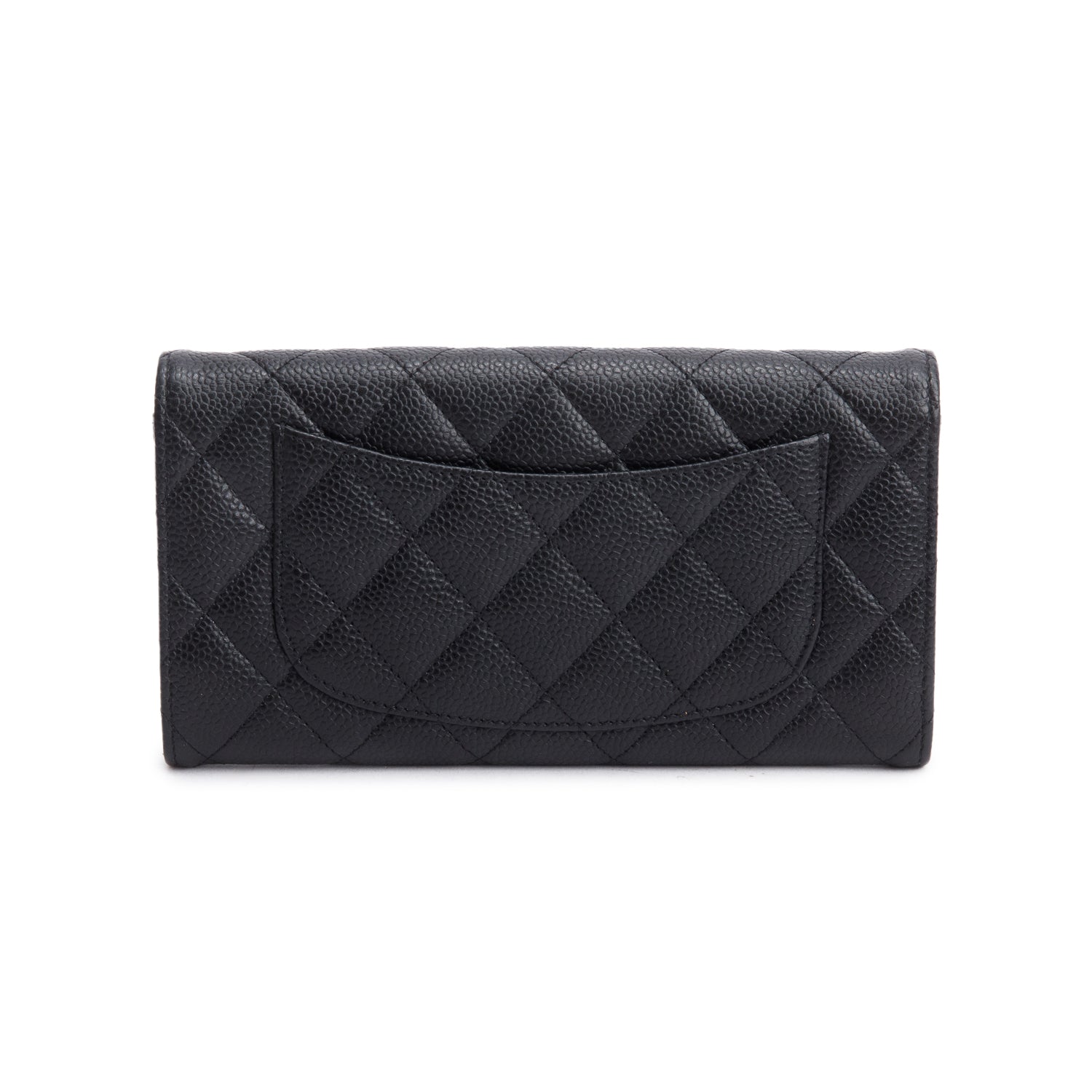 Chanel Black Caviar Leather Classic Long Flap Wallet w/ Box