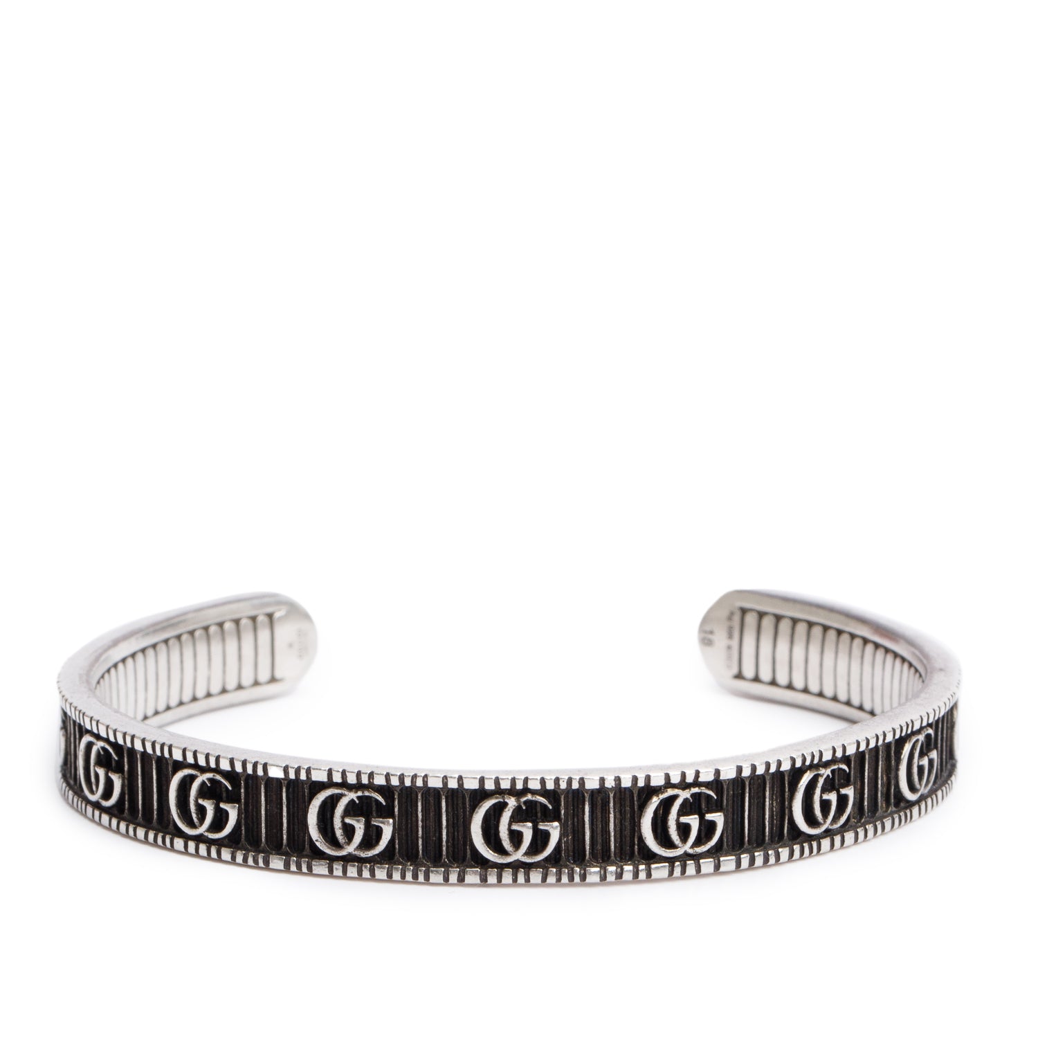 Gucci Sterling Silver GG Marmont Cuff Bracelet w/ Box